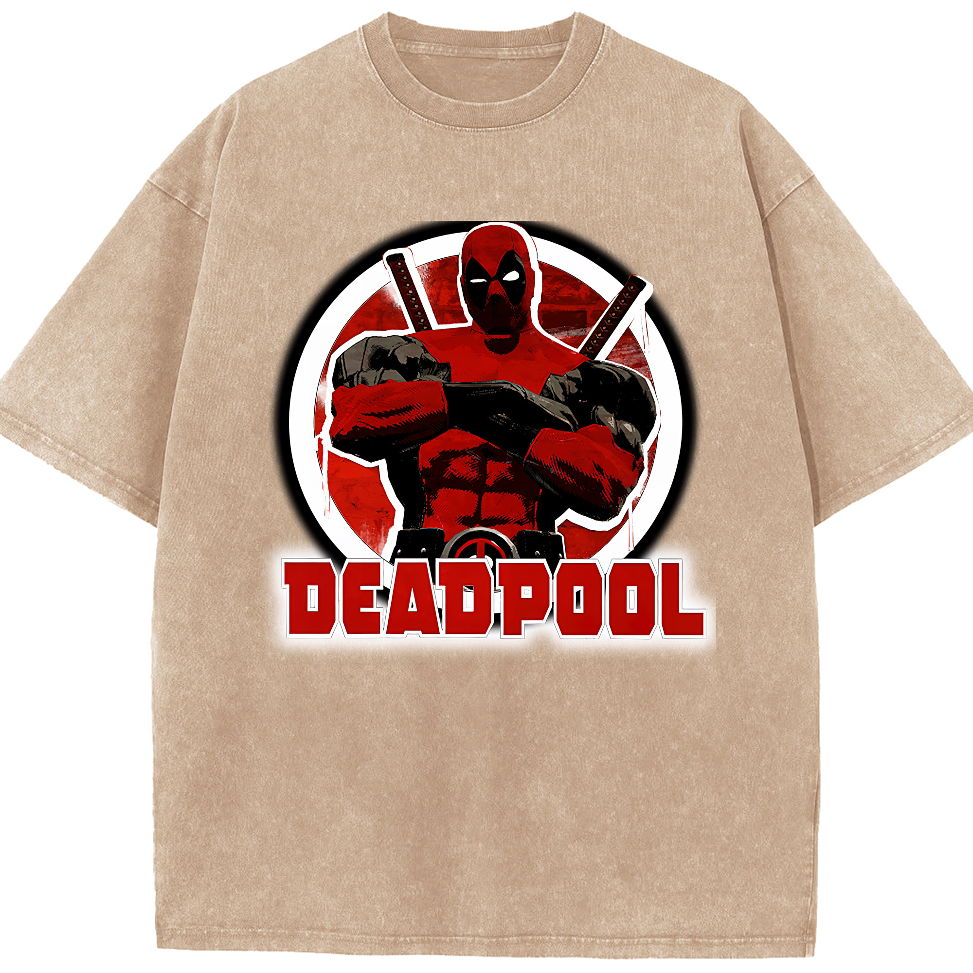 （画像用） Deadpool デッドプール 綿100% ヴィンテージ風 半袖Tシャツ（フロントプリント）