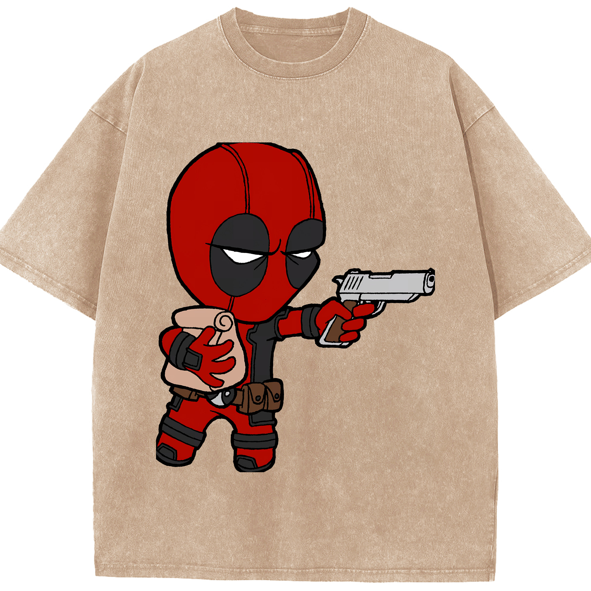 （画像用） Deadpool デッドプール 綿100% ヴィンテージ風 半袖Tシャツ（フロントプリント）