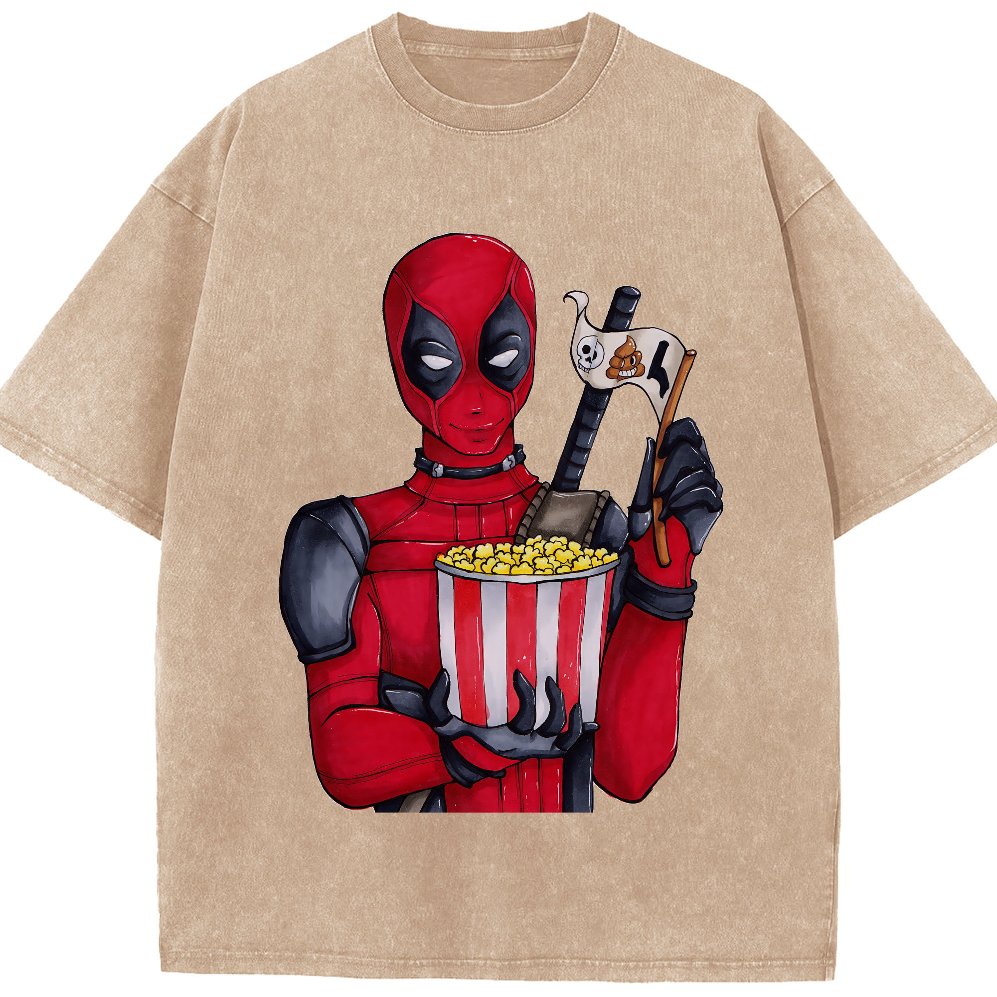 （画像用） Deadpool デッドプール 綿100% ヴィンテージ風 半袖Tシャツ（フロントプリント）