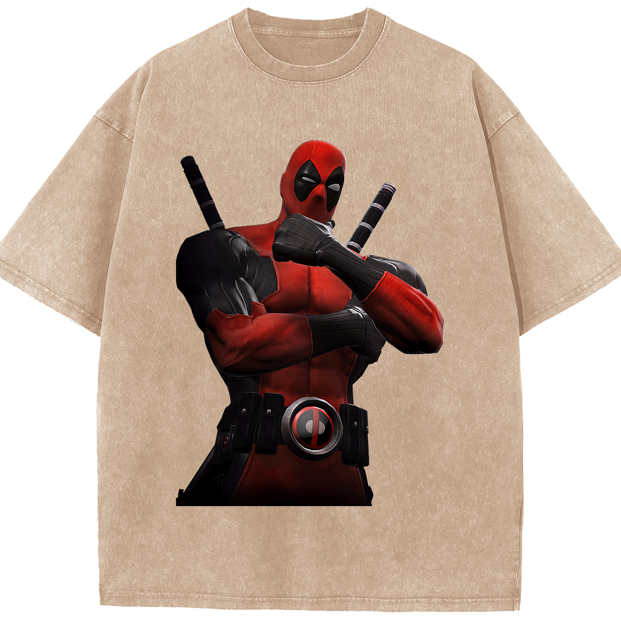 （画像用） Deadpool デッドプール 綿100% ヴィンテージ風 半袖Tシャツ（フロントプリント）