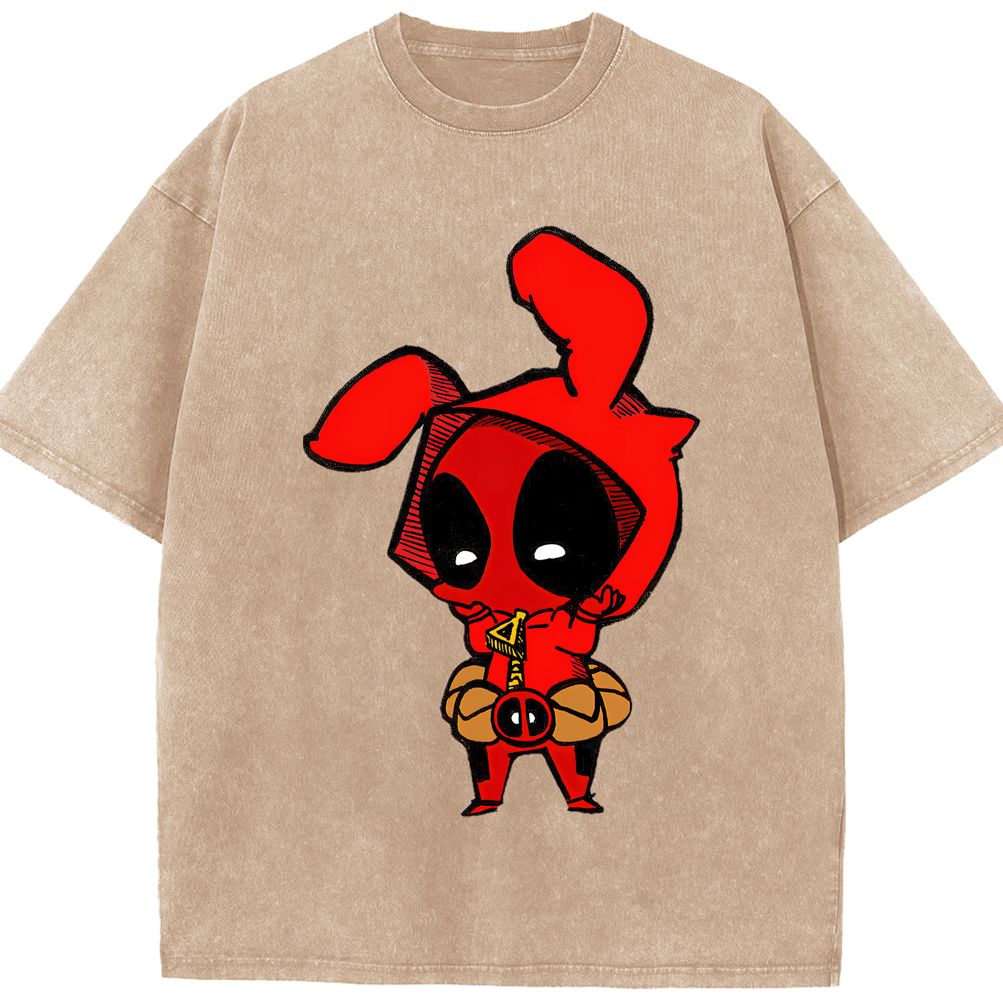 （画像用） Deadpool デッドプール 綿100% ヴィンテージ風 半袖Tシャツ（フロントプリント）