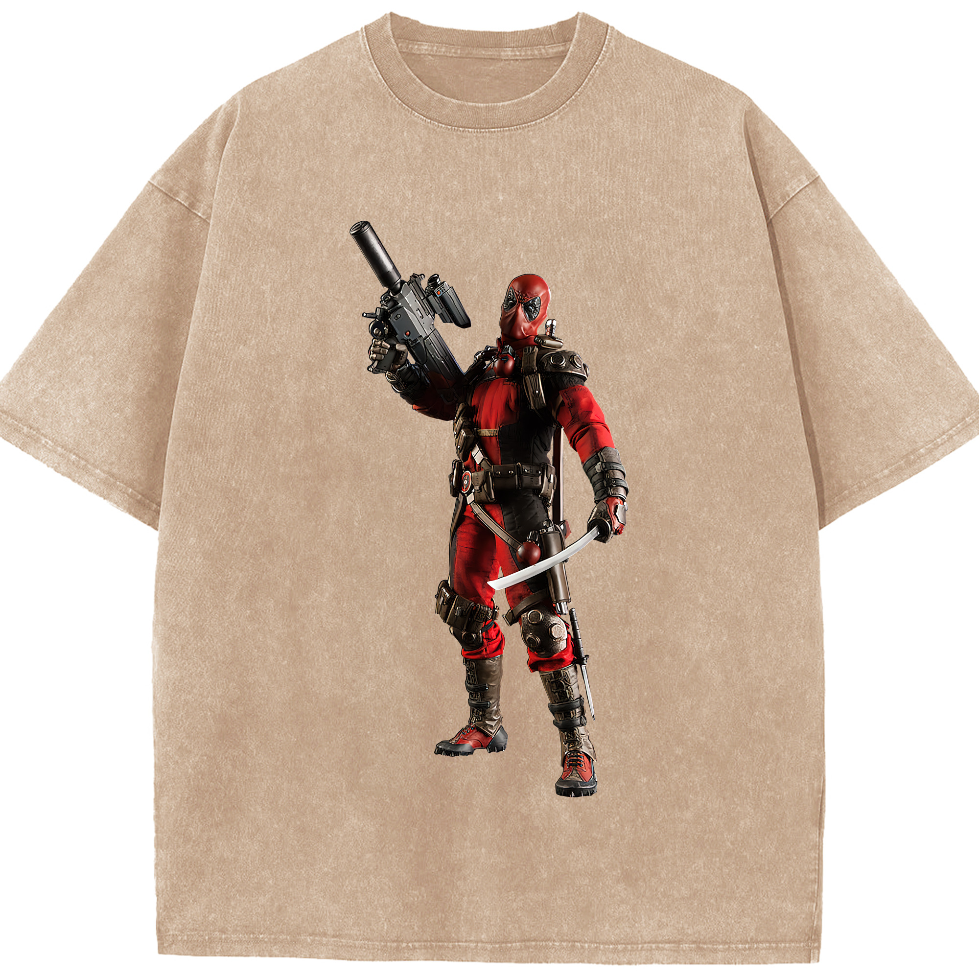 （画像用） Deadpool デッドプール 綿100% ヴィンテージ風 半袖Tシャツ（フロントプリント）
