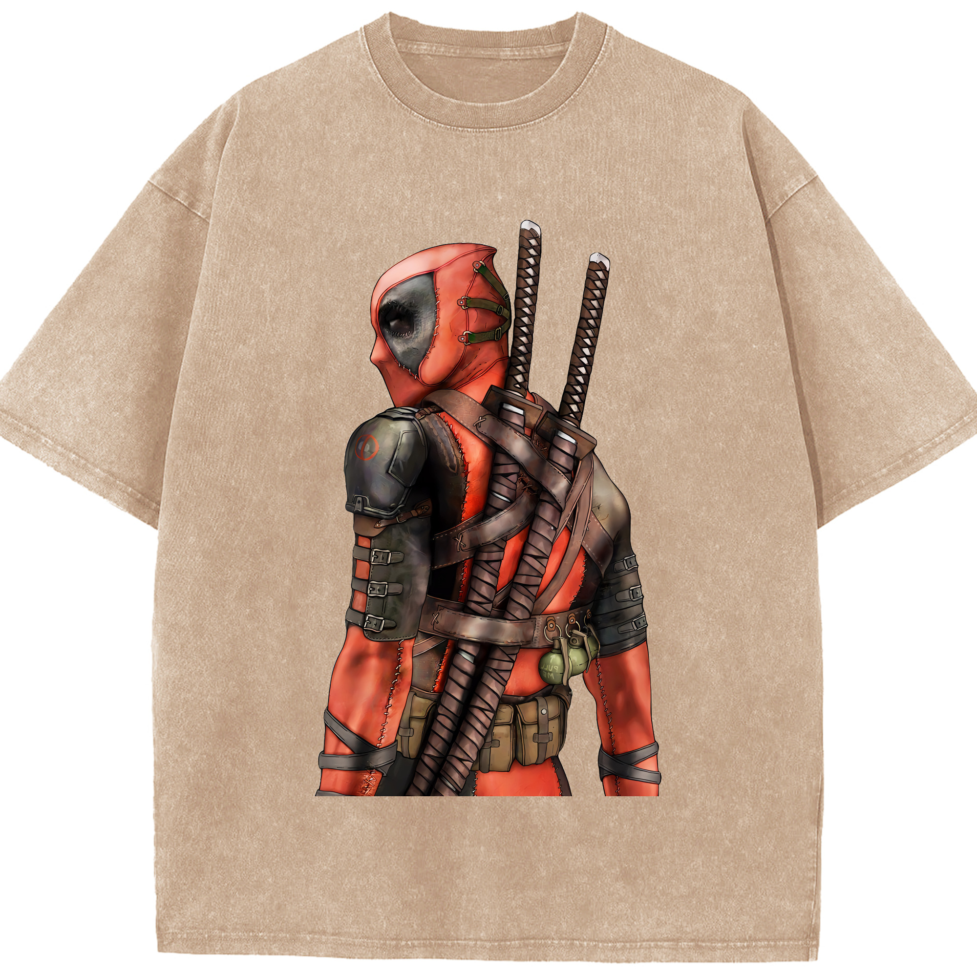 （画像用） Deadpool デッドプール 綿100% ヴィンテージ風 半袖Tシャツ（フロントプリント）