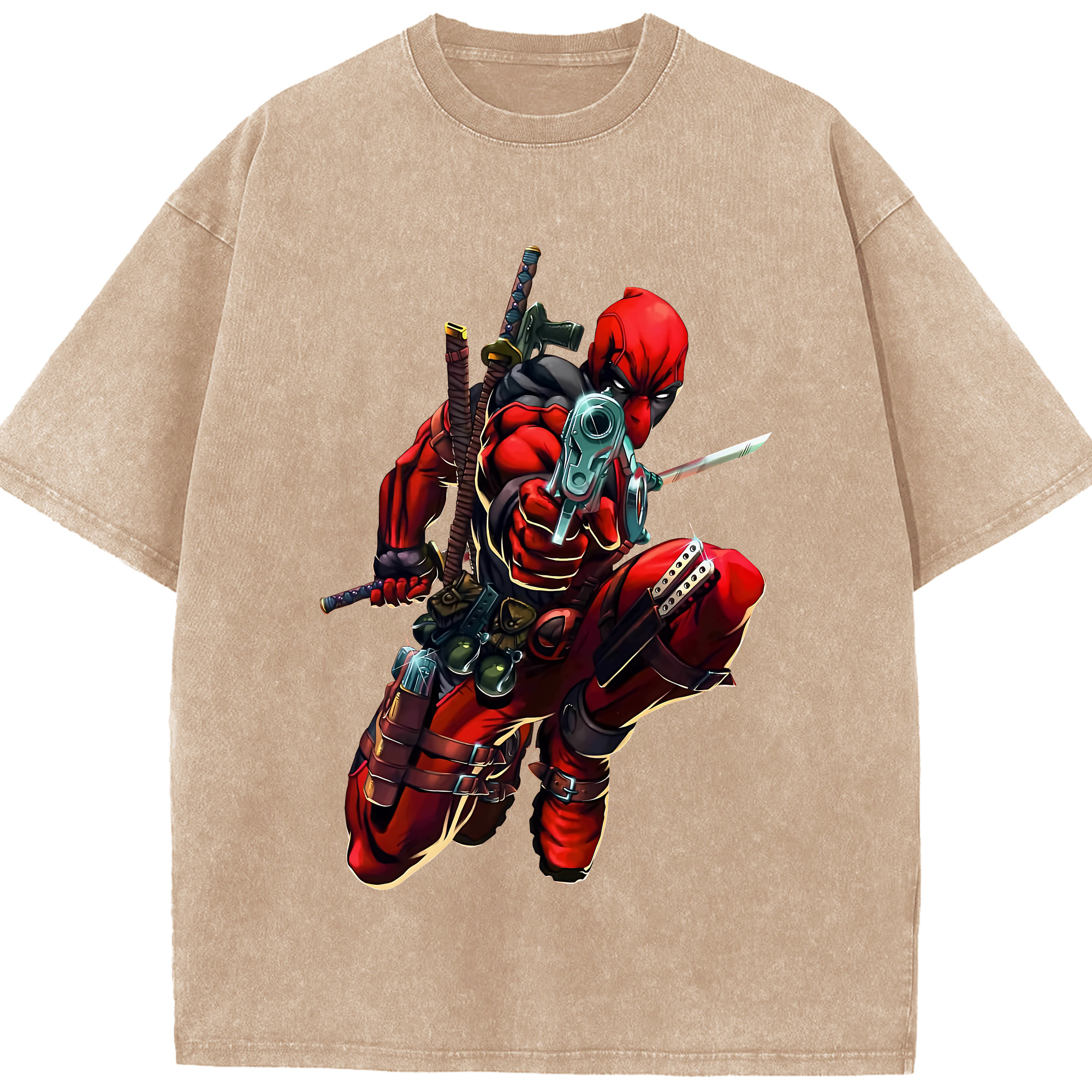 （画像用） Deadpool デッドプール 綿100% ヴィンテージ風 半袖Tシャツ（フロントプリント）