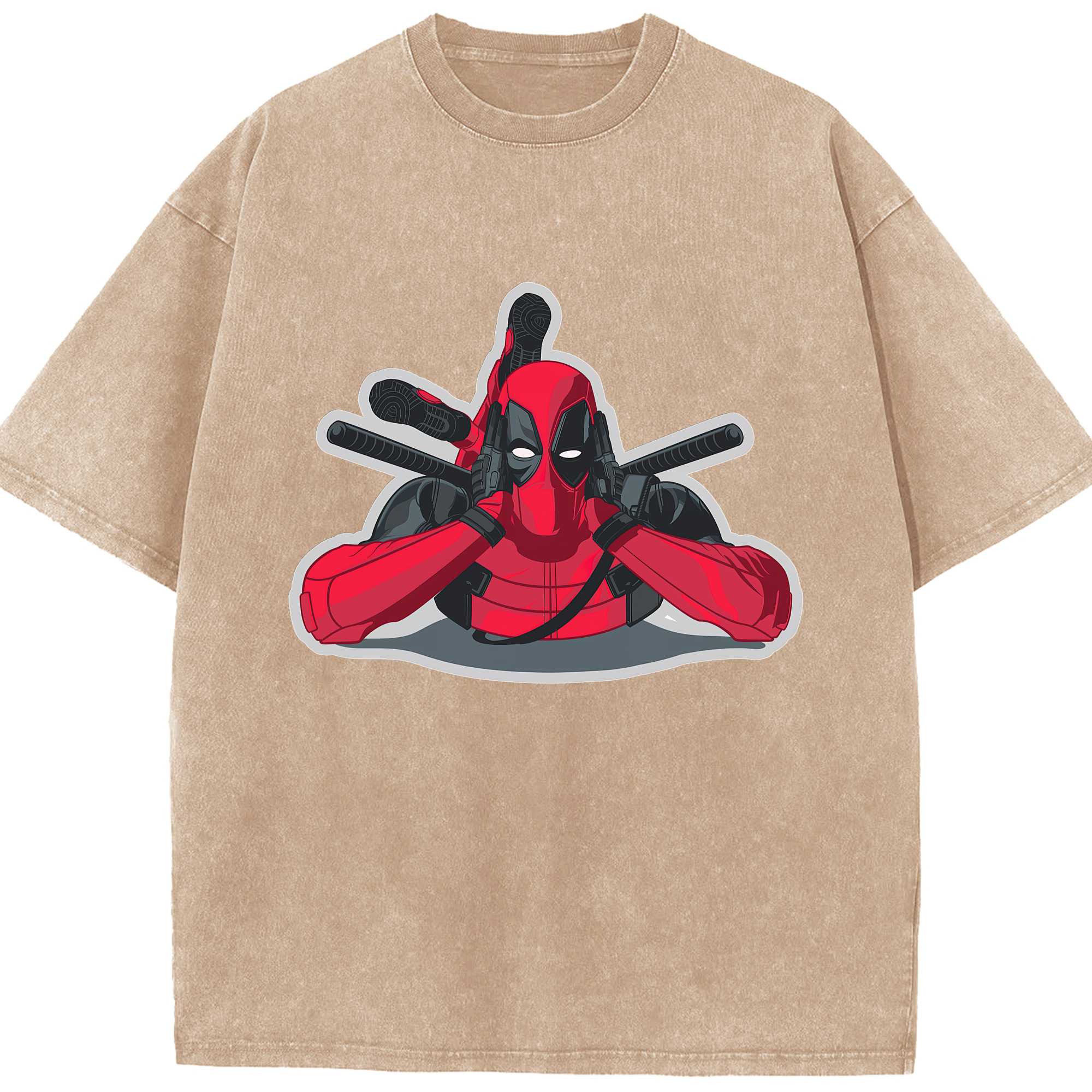 （画像用） Deadpool デッドプール 綿100% ヴィンテージ風 半袖Tシャツ（フロントプリント）