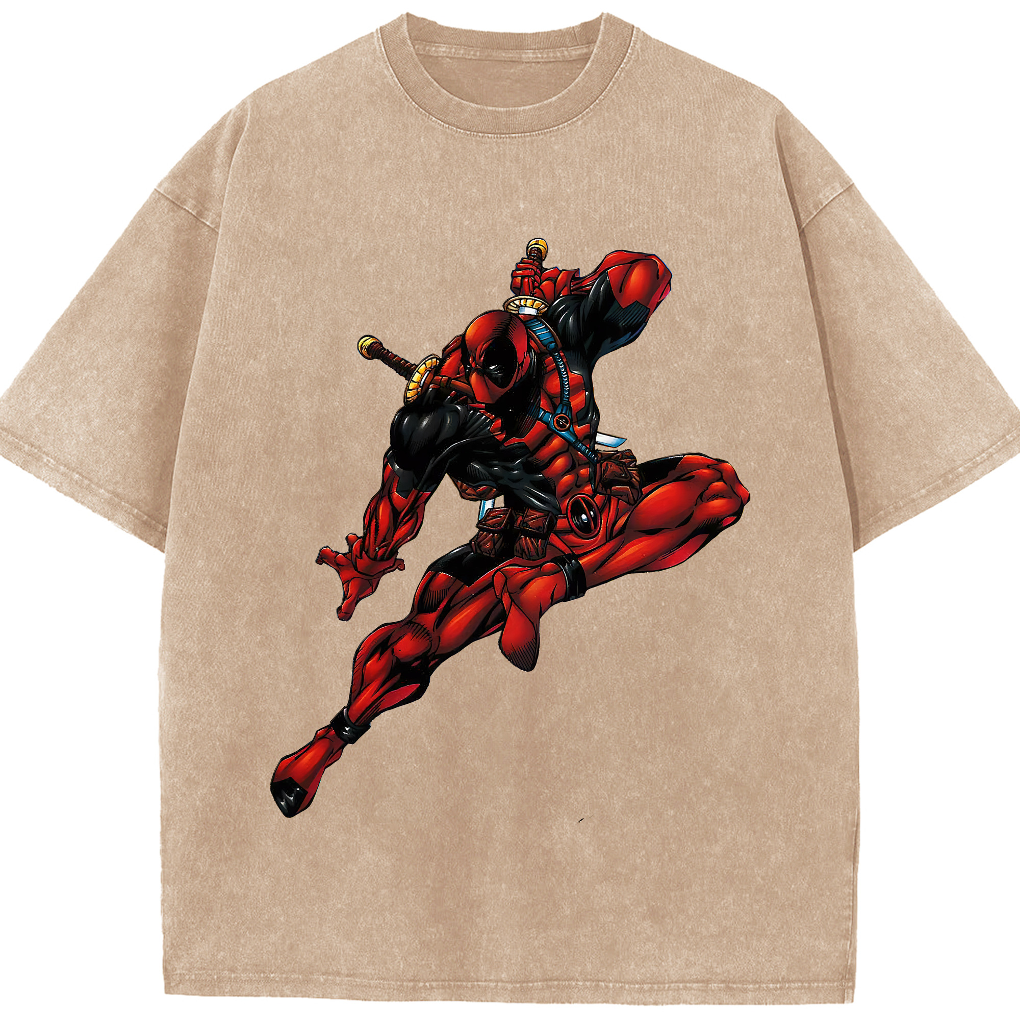 （画像用） Deadpool デッドプール 綿100% ヴィンテージ風 半袖Tシャツ（フロントプリント）