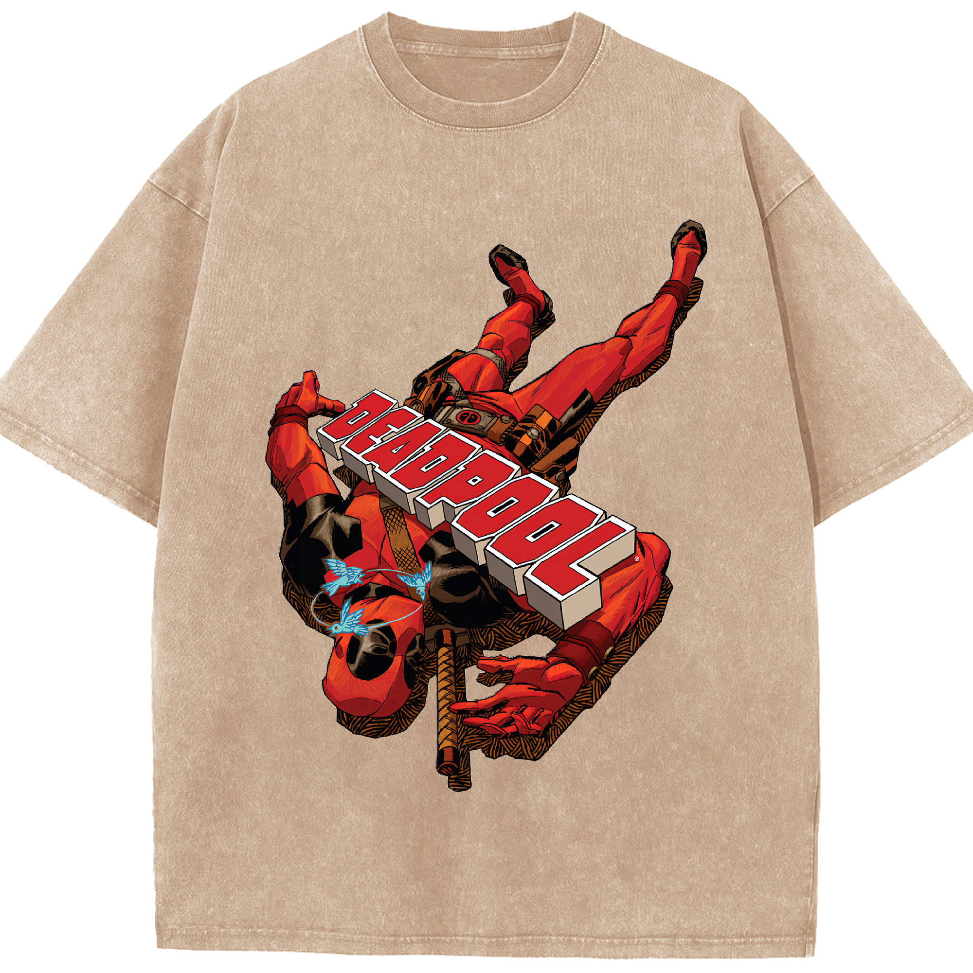 （画像用） Deadpool デッドプール 綿100% ヴィンテージ風 半袖Tシャツ（フロントプリント）