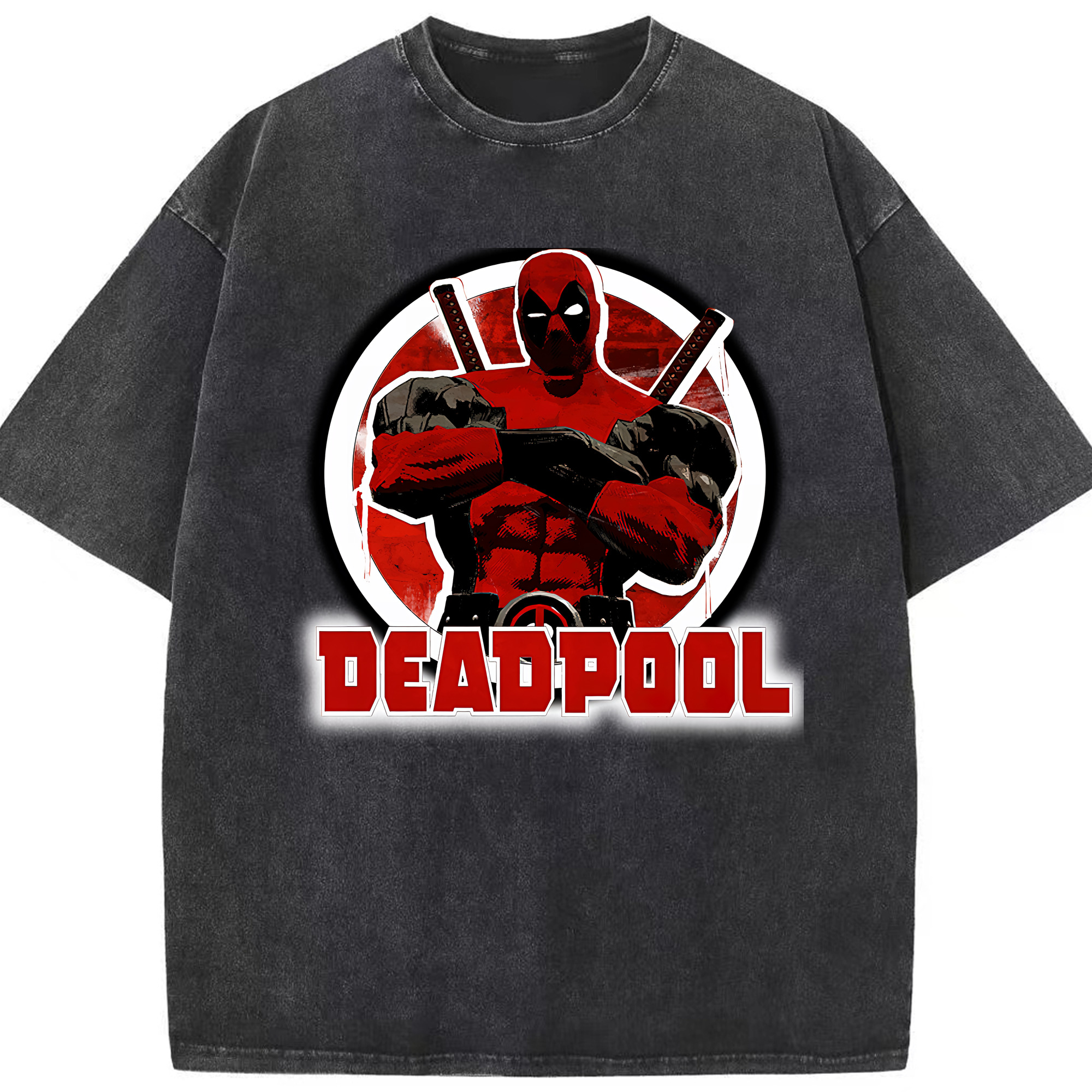 （画像用） Deadpool デッドプール 綿100% ヴィンテージ風 半袖Tシャツ（フロントプリント）