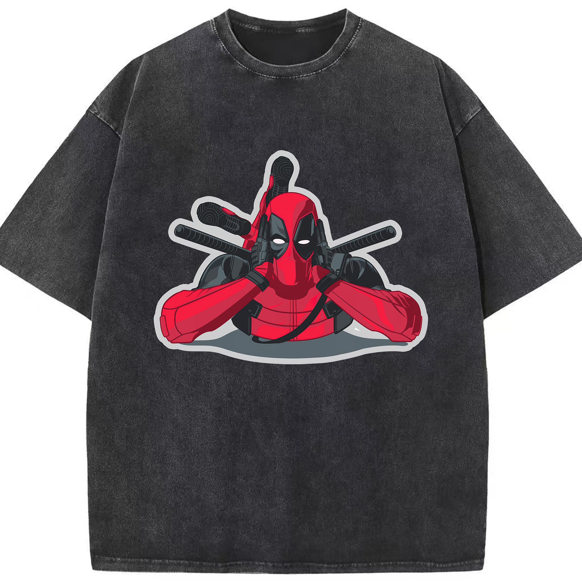 （画像用） Deadpool デッドプール 綿100% ヴィンテージ風 半袖Tシャツ（フロントプリント）