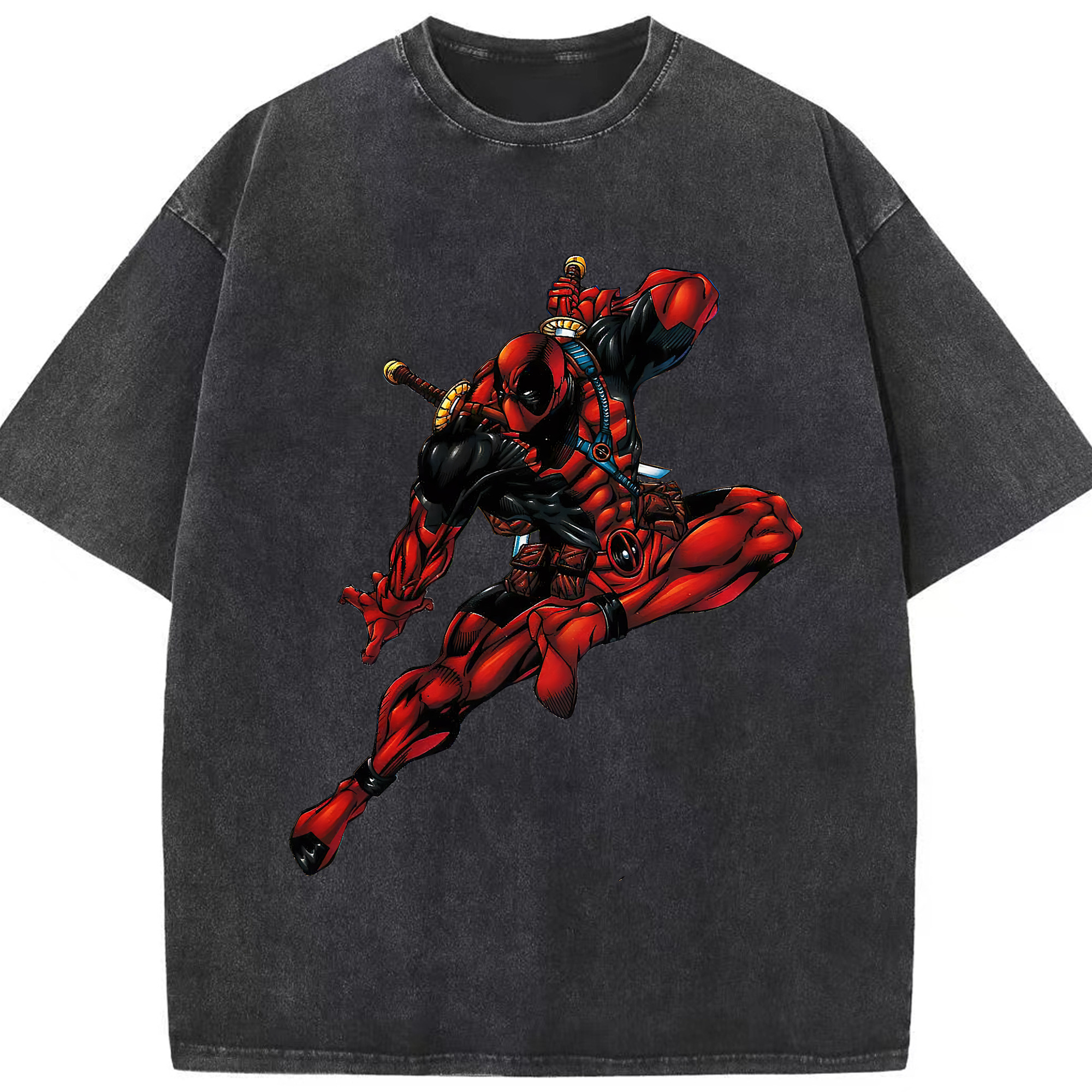 （画像用） Deadpool デッドプール 綿100% ヴィンテージ風 半袖Tシャツ（フロントプリント）