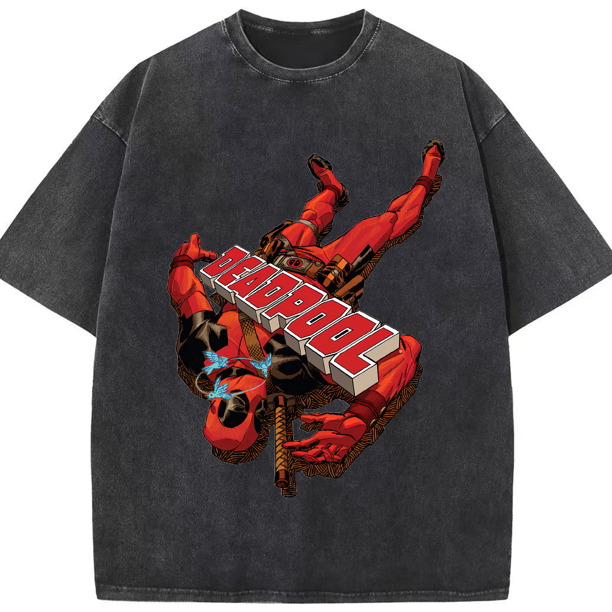 （画像用） Deadpool デッドプール 綿100% ヴィンテージ風 半袖Tシャツ（フロントプリント）
