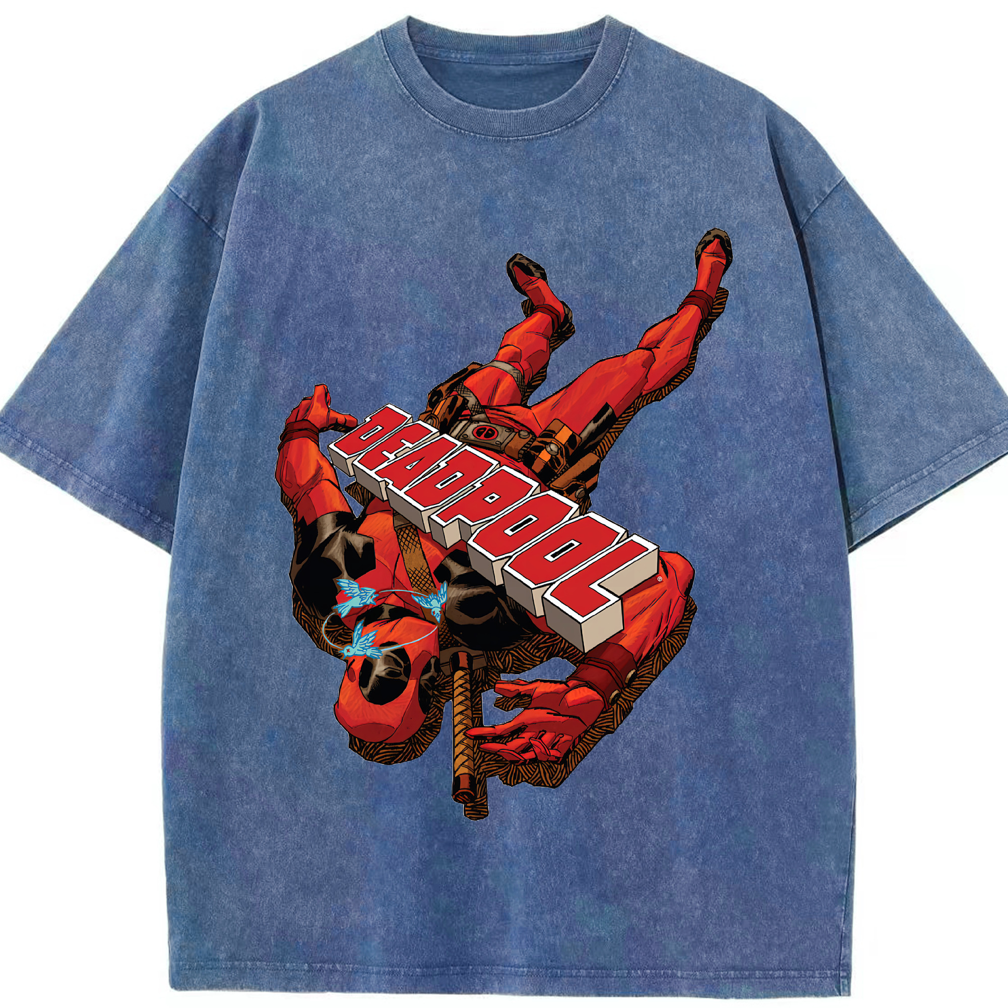 （画像用） Deadpool デッドプール 綿100% ヴィンテージ風 半袖Tシャツ（フロントプリント）