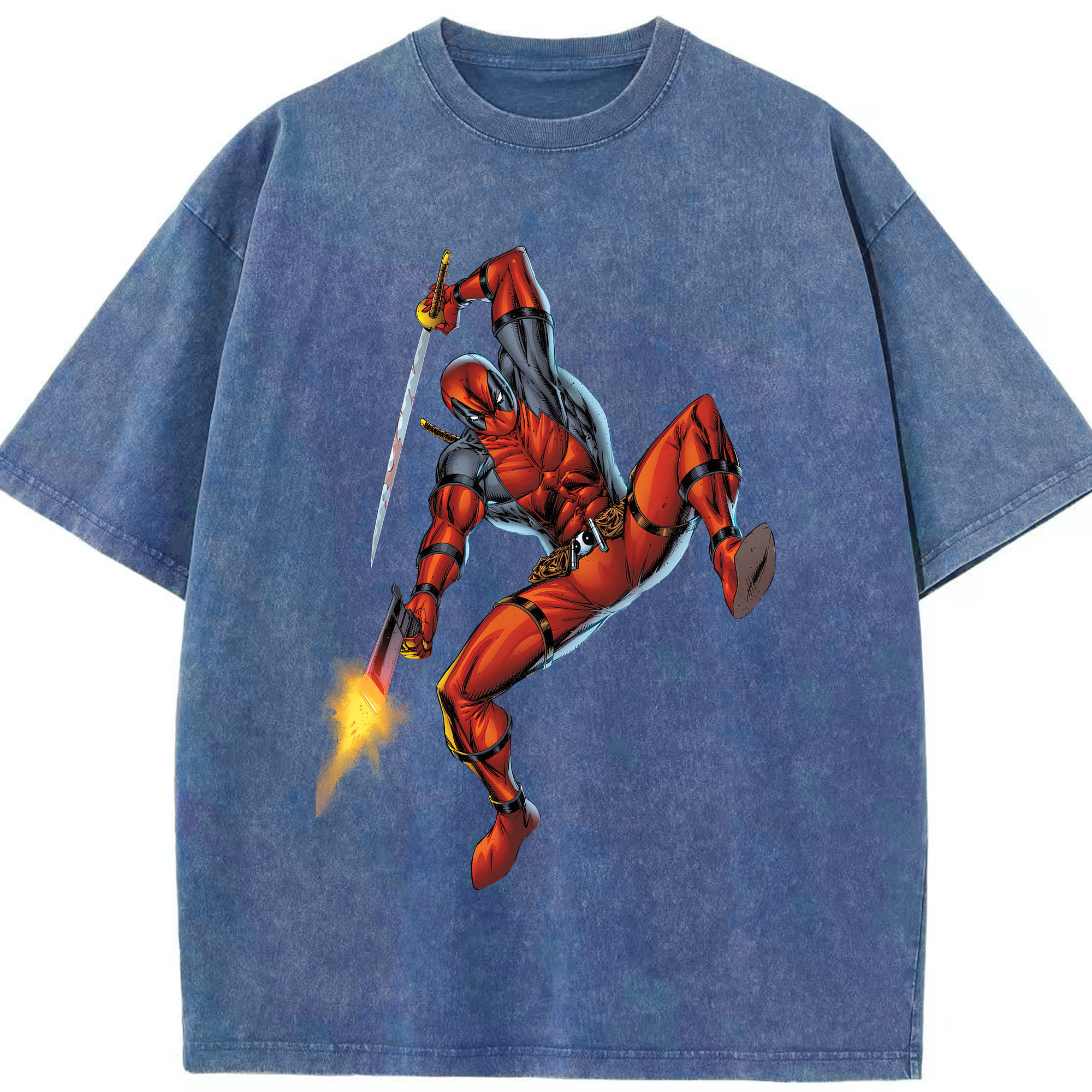 （画像用） Deadpool デッドプール 綿100% ヴィンテージ風 半袖Tシャツ（フロントプリント）