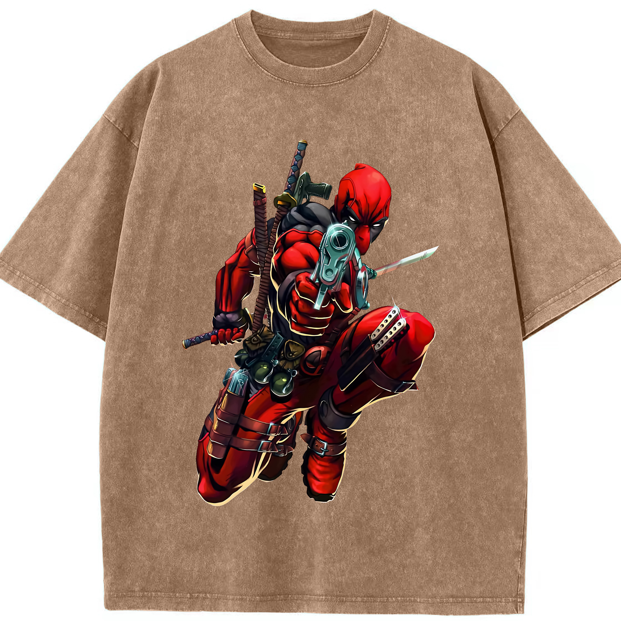 （画像用） Deadpool デッドプール 綿100% ヴィンテージ風 半袖Tシャツ（フロントプリント）