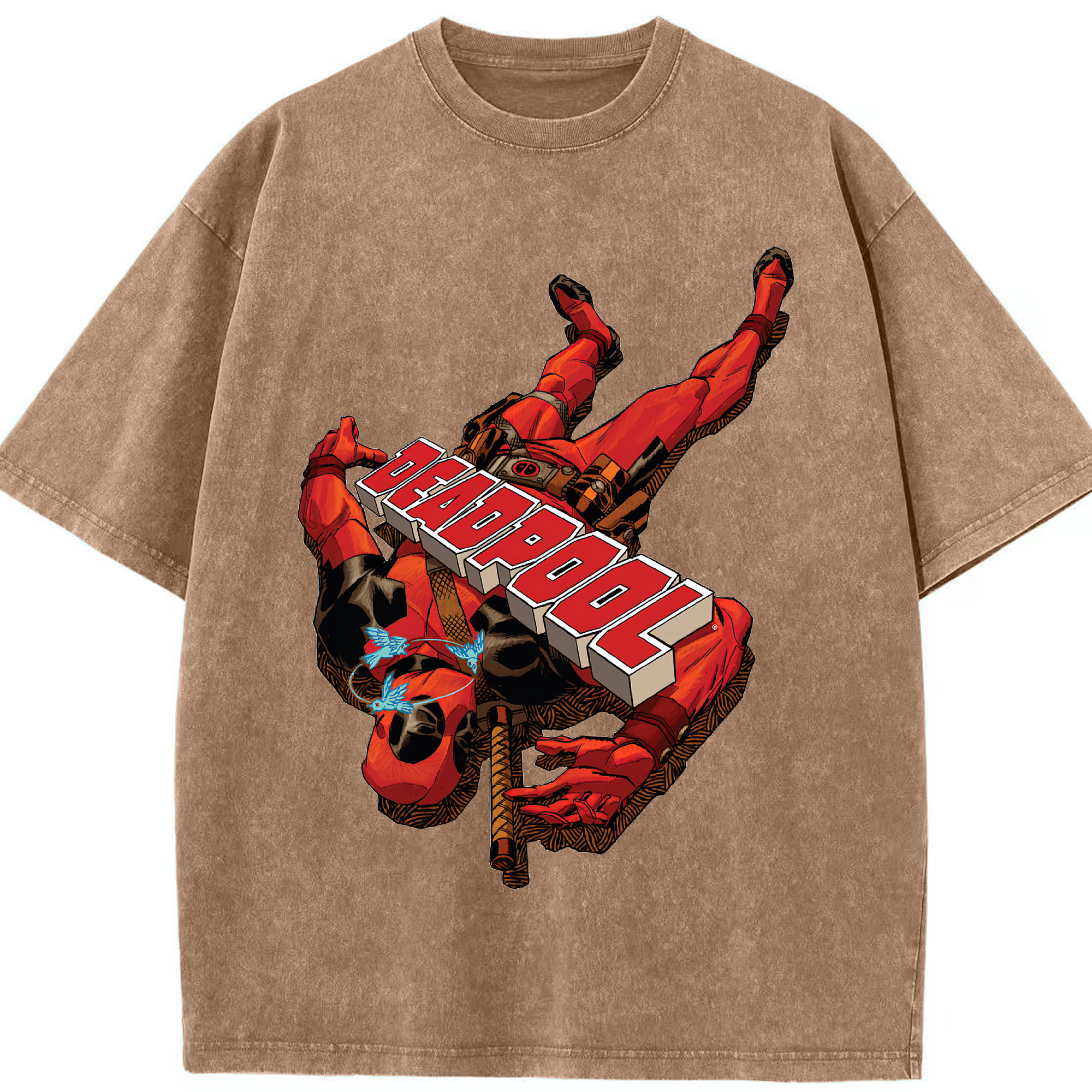 （画像用） Deadpool デッドプール 綿100% ヴィンテージ風 半袖Tシャツ（フロントプリント）