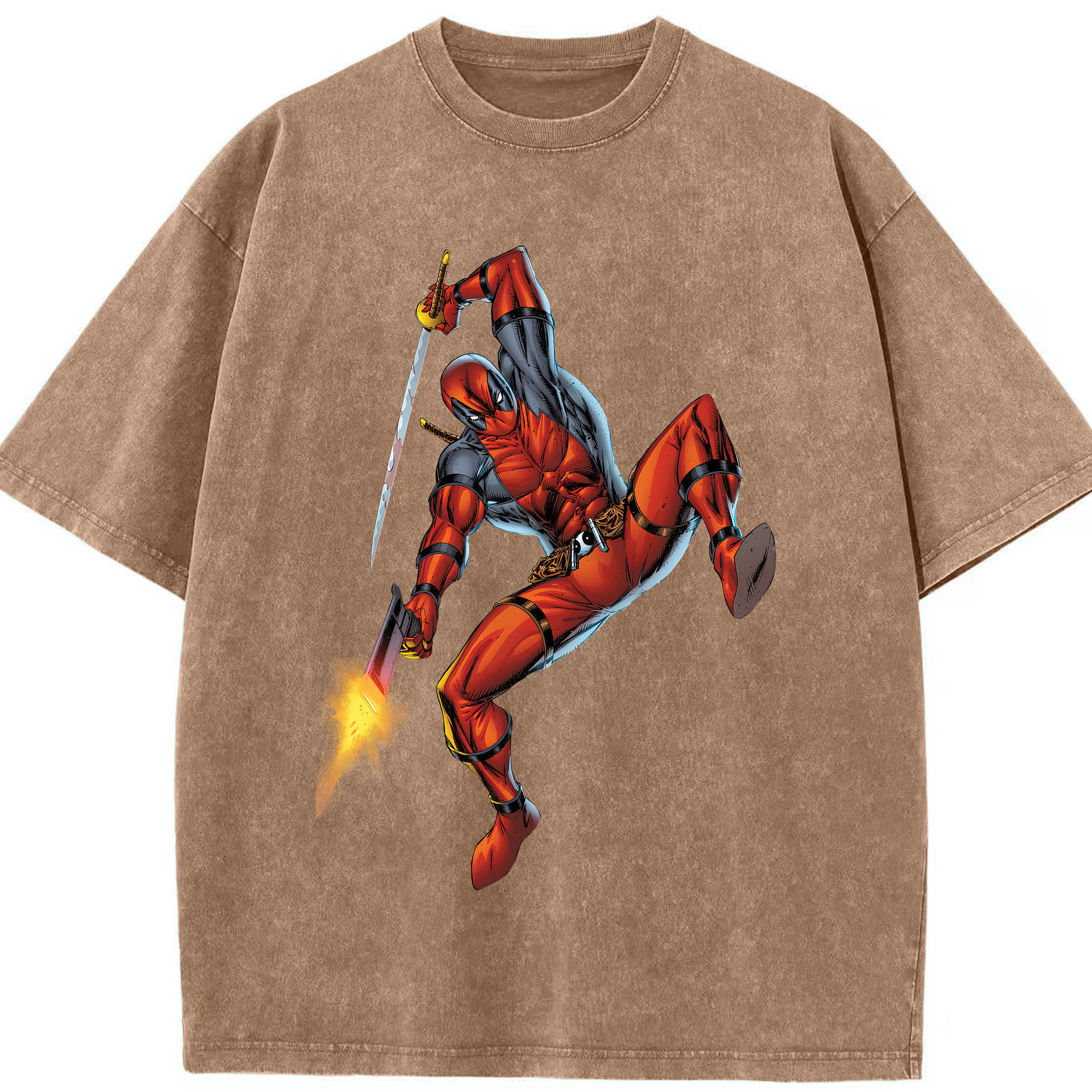 （画像用） Deadpool デッドプール 綿100% ヴィンテージ風 半袖Tシャツ（フロントプリント）