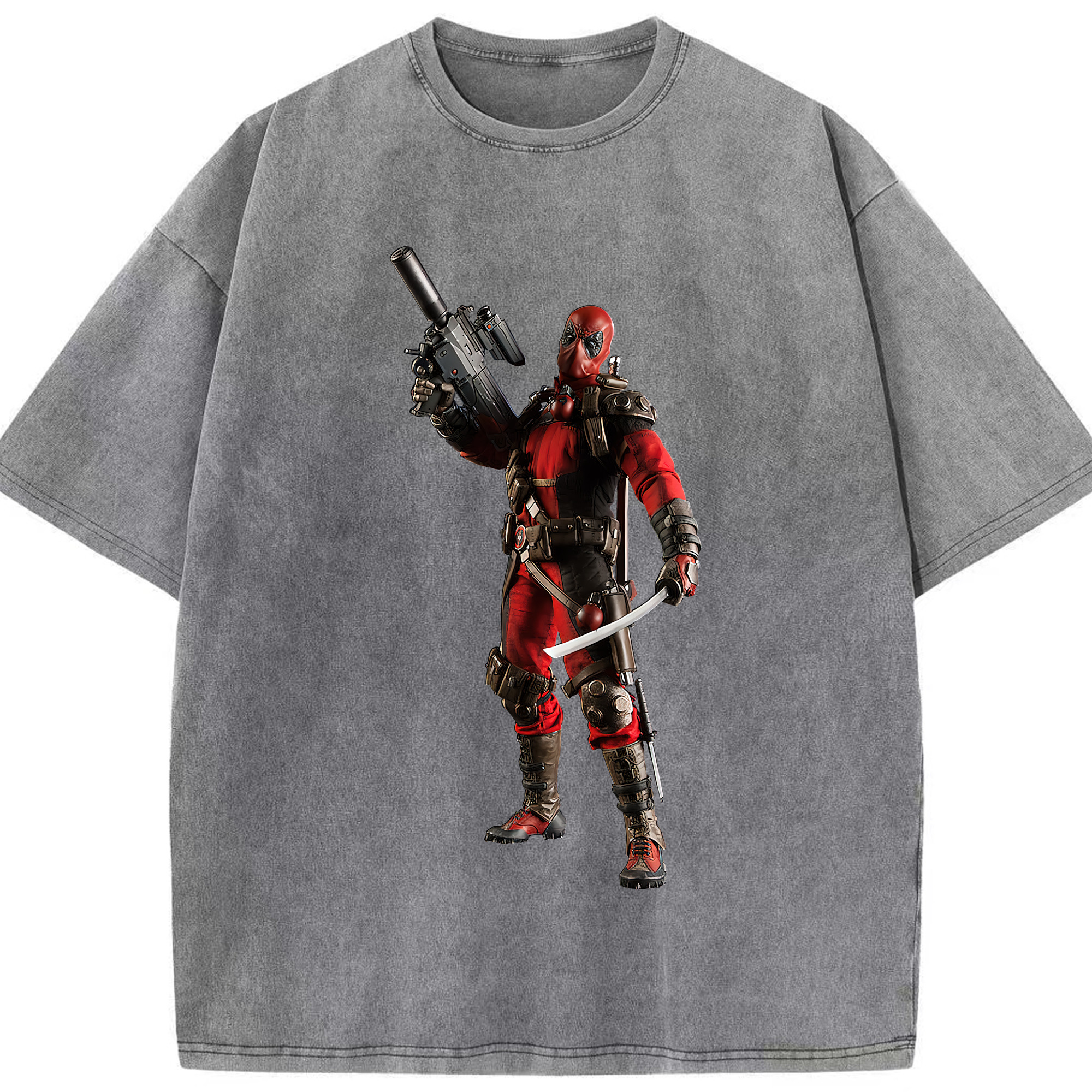 （画像用） Deadpool デッドプール 綿100% ヴィンテージ風 半袖Tシャツ（フロントプリント）