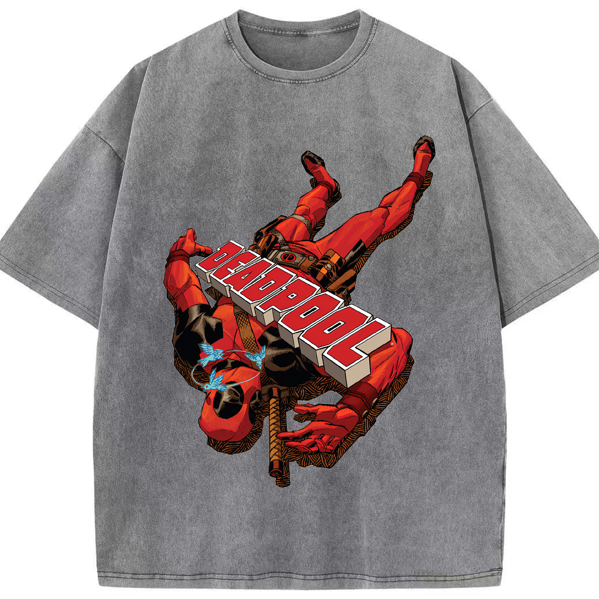 （画像用） Deadpool デッドプール 綿100% ヴィンテージ風 半袖Tシャツ（フロントプリント）
