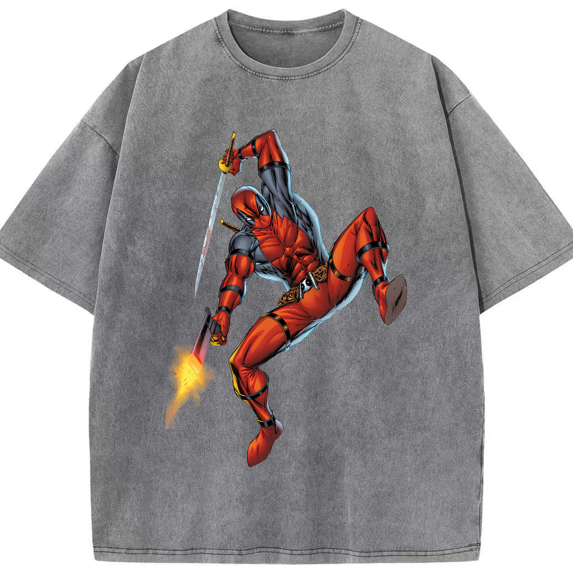 （画像用） Deadpool デッドプール 綿100% ヴィンテージ風 半袖Tシャツ（フロントプリント）