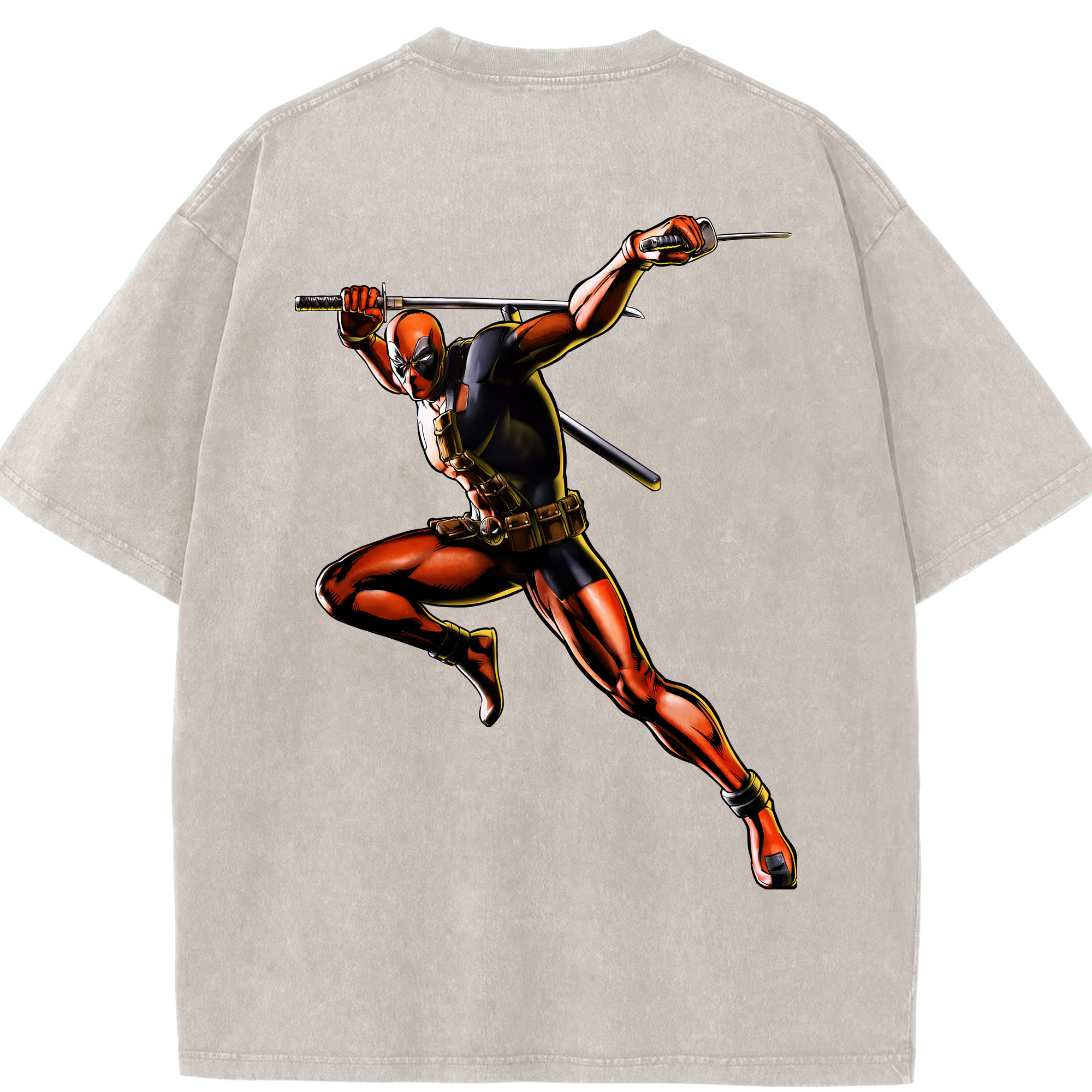 （画像用） Deadpool デッドプール 綿100% ヴィンテージ風 半袖Tシャツ（背面プリント）