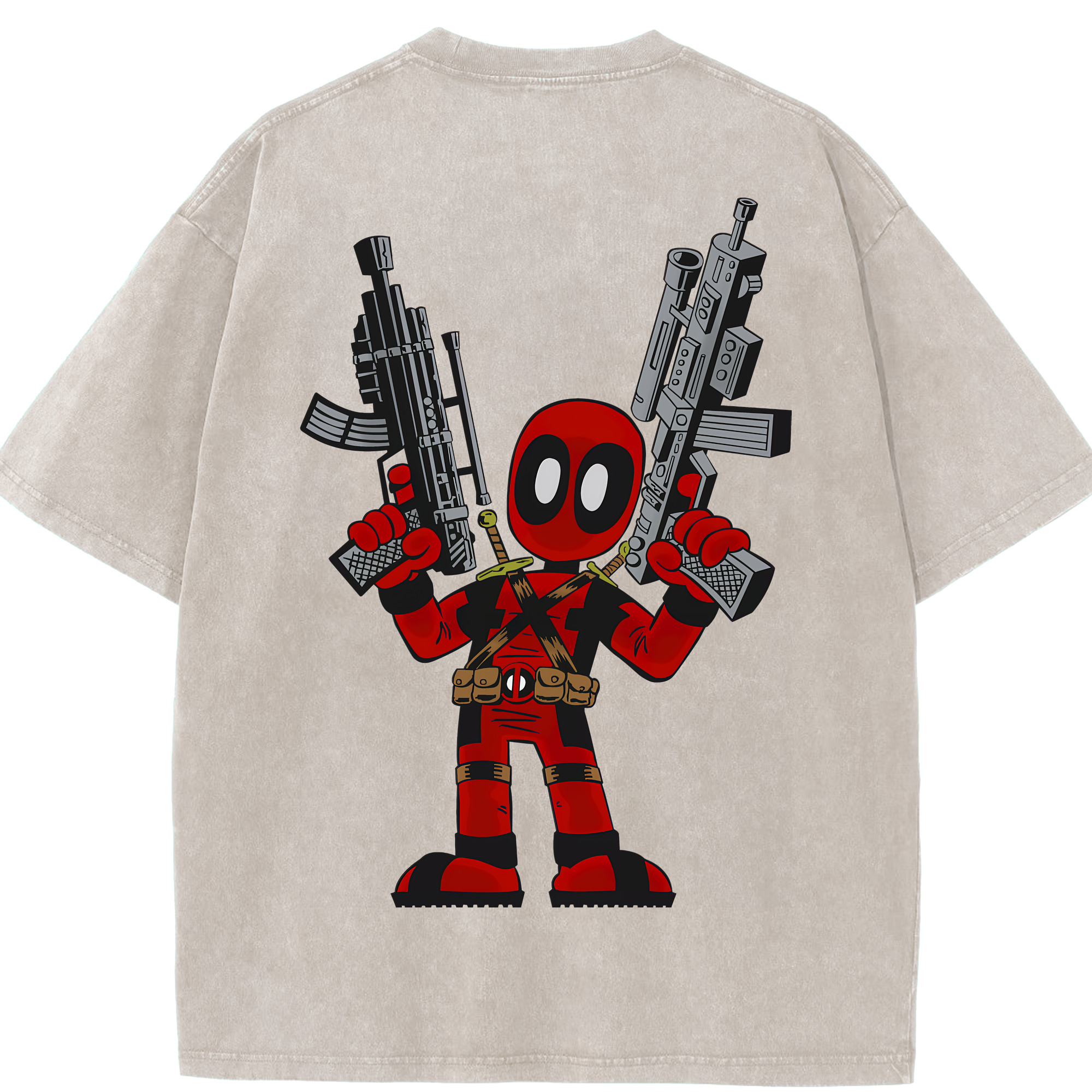 （画像用） Deadpool デッドプール 綿100% ヴィンテージ風 半袖Tシャツ（背面プリント）