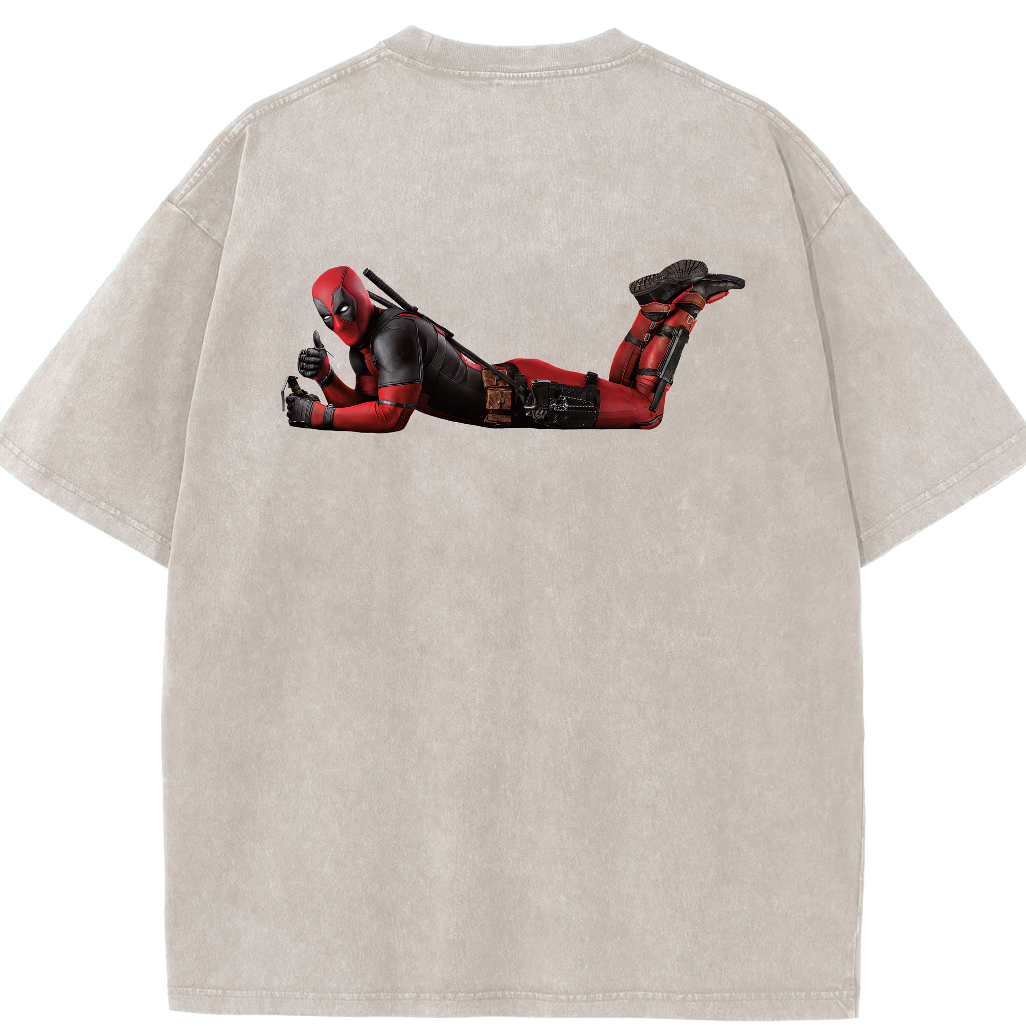 （画像用） Deadpool デッドプール 綿100% ヴィンテージ風 半袖Tシャツ（背面プリント）