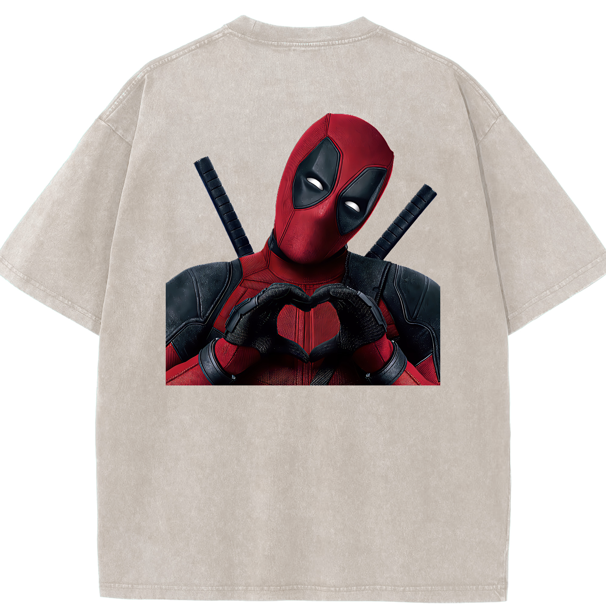 （画像用） Deadpool デッドプール 綿100% ヴィンテージ風 半袖Tシャツ（背面プリント）