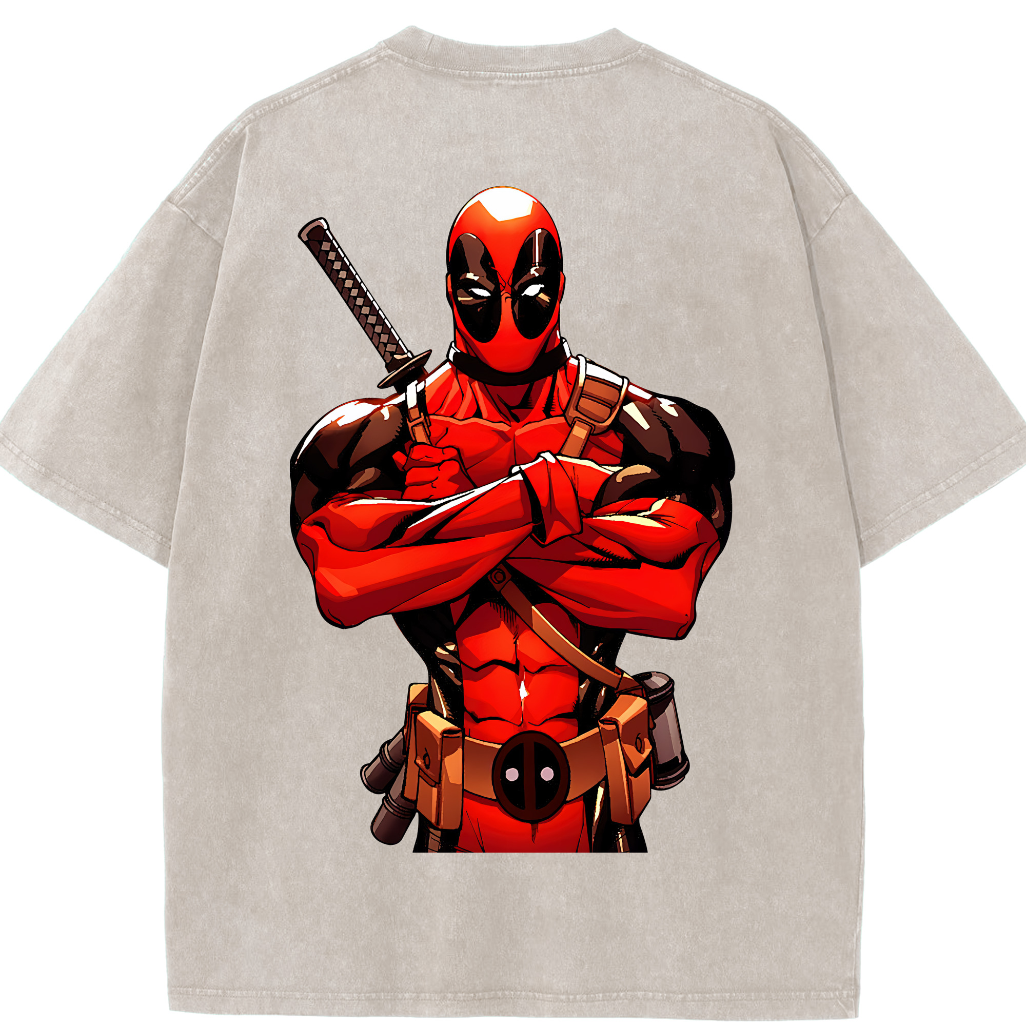 （画像用） Deadpool デッドプール 綿100% ヴィンテージ風 半袖Tシャツ（背面プリント）