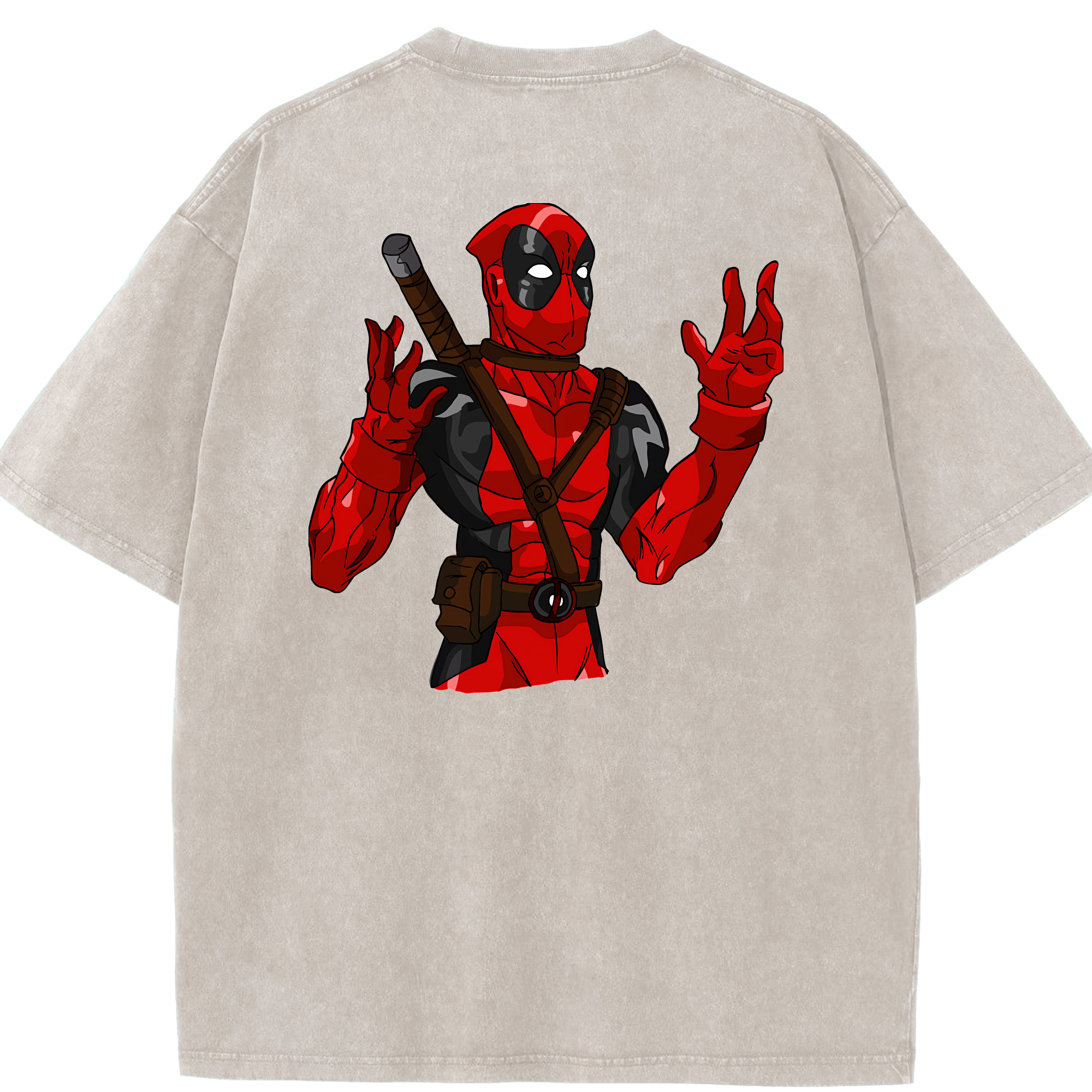 （画像用） Deadpool デッドプール 綿100% ヴィンテージ風 半袖Tシャツ（背面プリント）