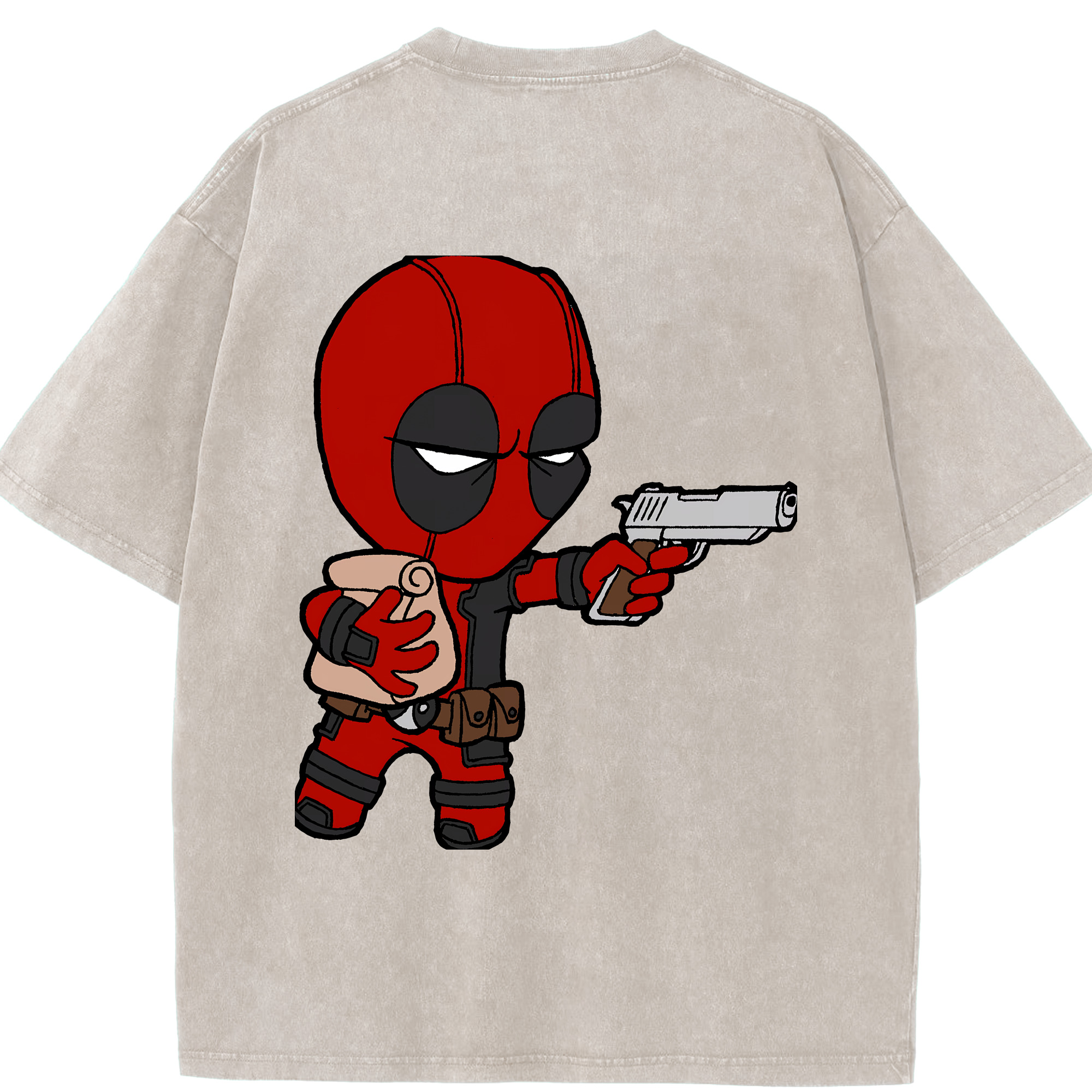 （画像用） Deadpool デッドプール 綿100% ヴィンテージ風 半袖Tシャツ（背面プリント）