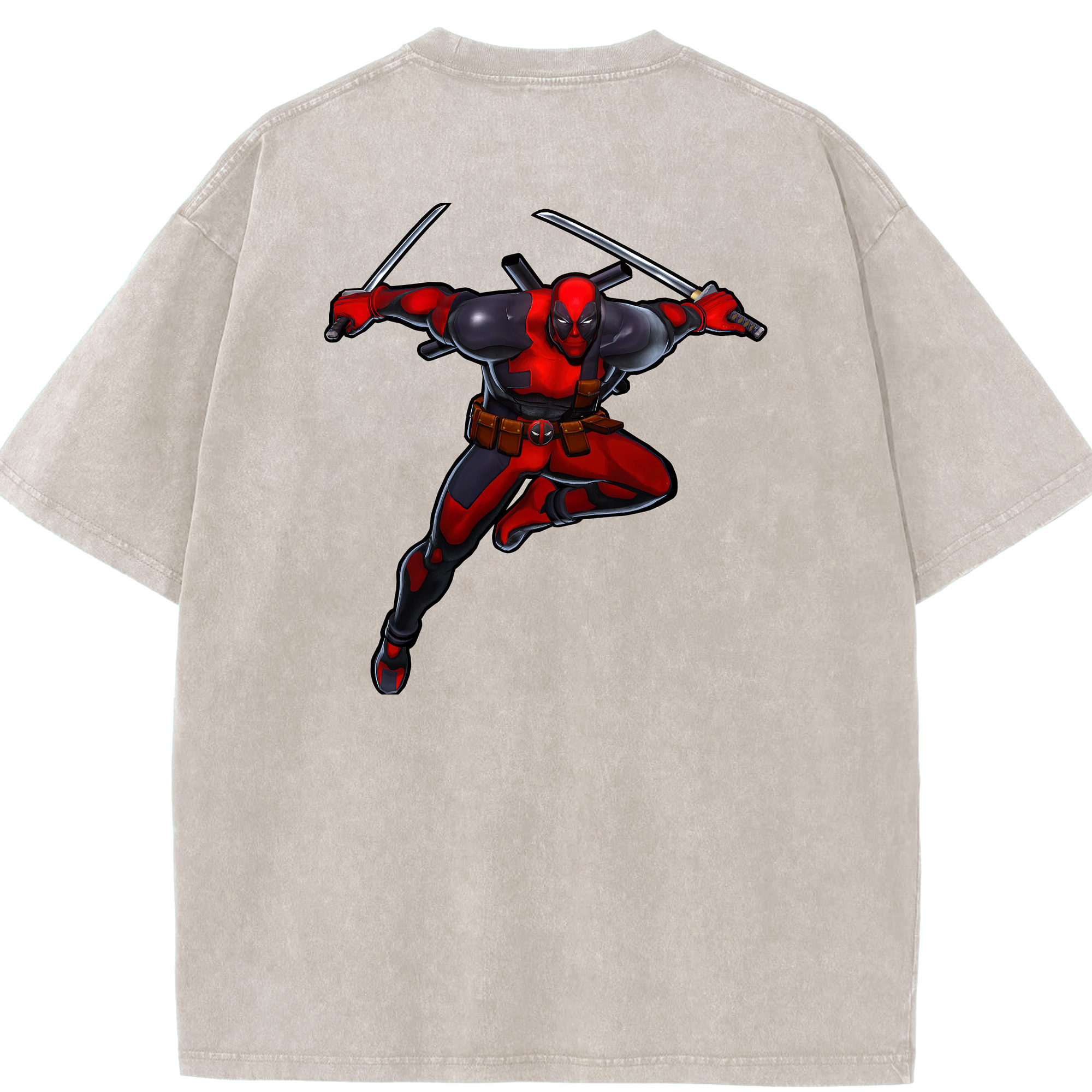 （画像用） Deadpool デッドプール 綿100% ヴィンテージ風 半袖Tシャツ（背面プリント）