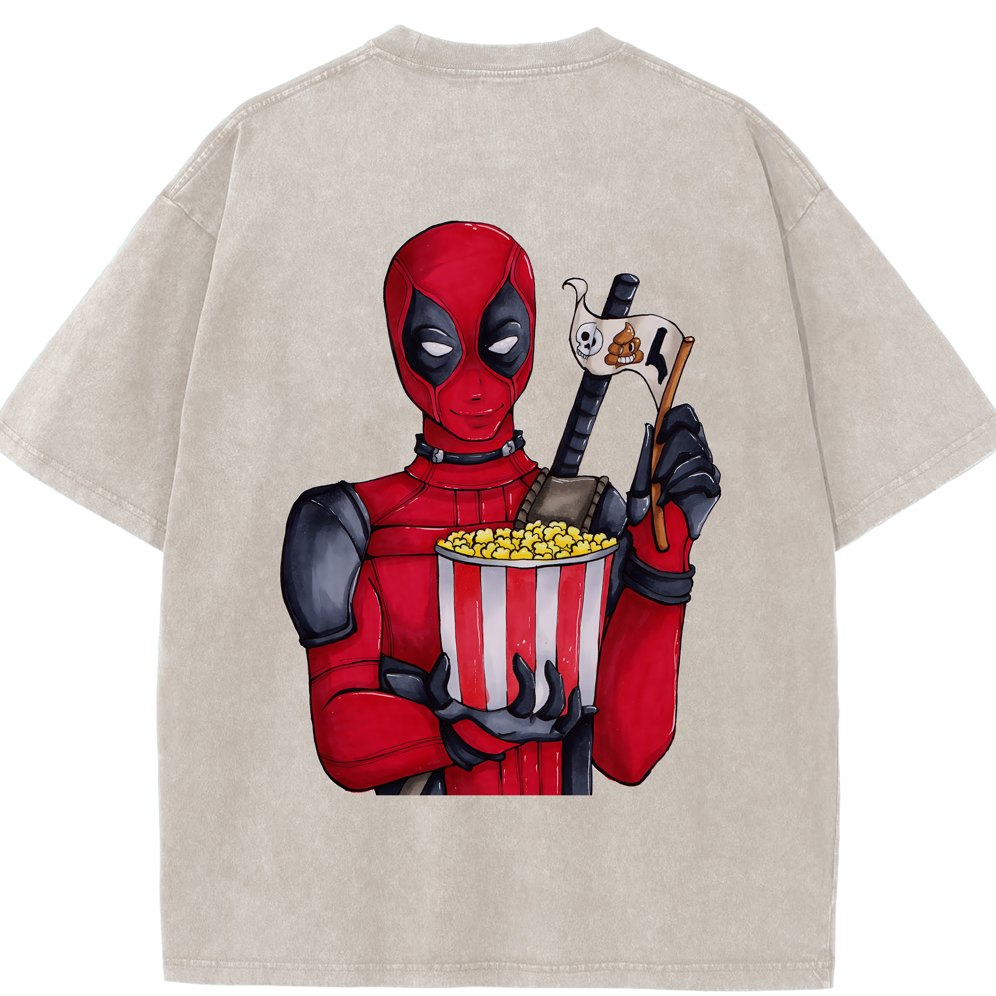 （画像用） Deadpool デッドプール 綿100% ヴィンテージ風 半袖Tシャツ（背面プリント）