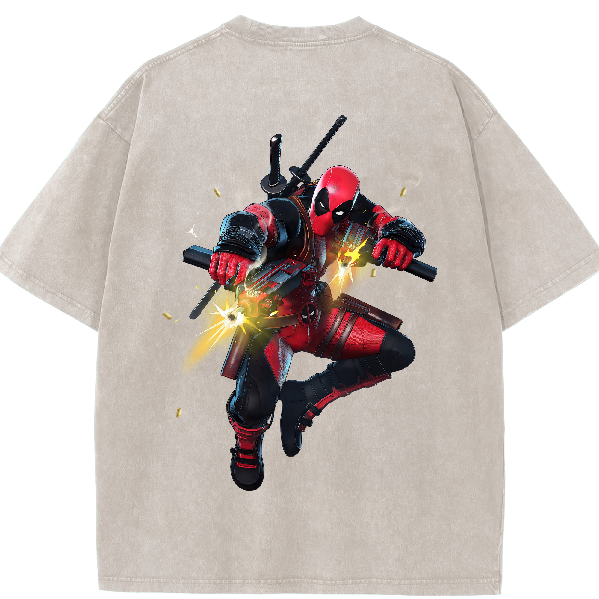 （画像用） Deadpool デッドプール 綿100% ヴィンテージ風 半袖Tシャツ（背面プリント）