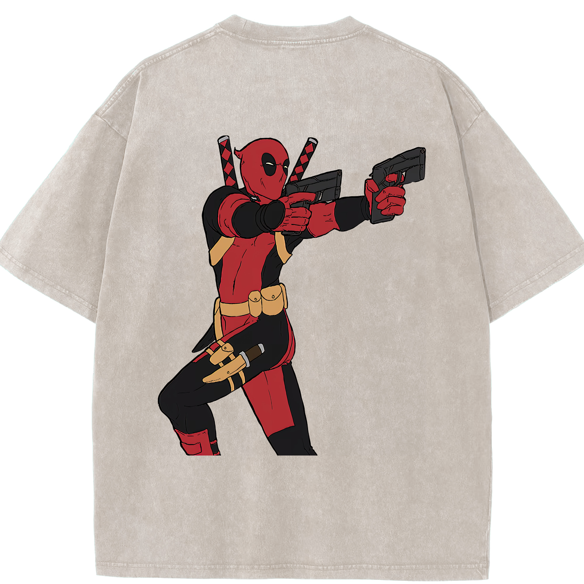 （画像用） Deadpool デッドプール 綿100% ヴィンテージ風 半袖Tシャツ（背面プリント）
