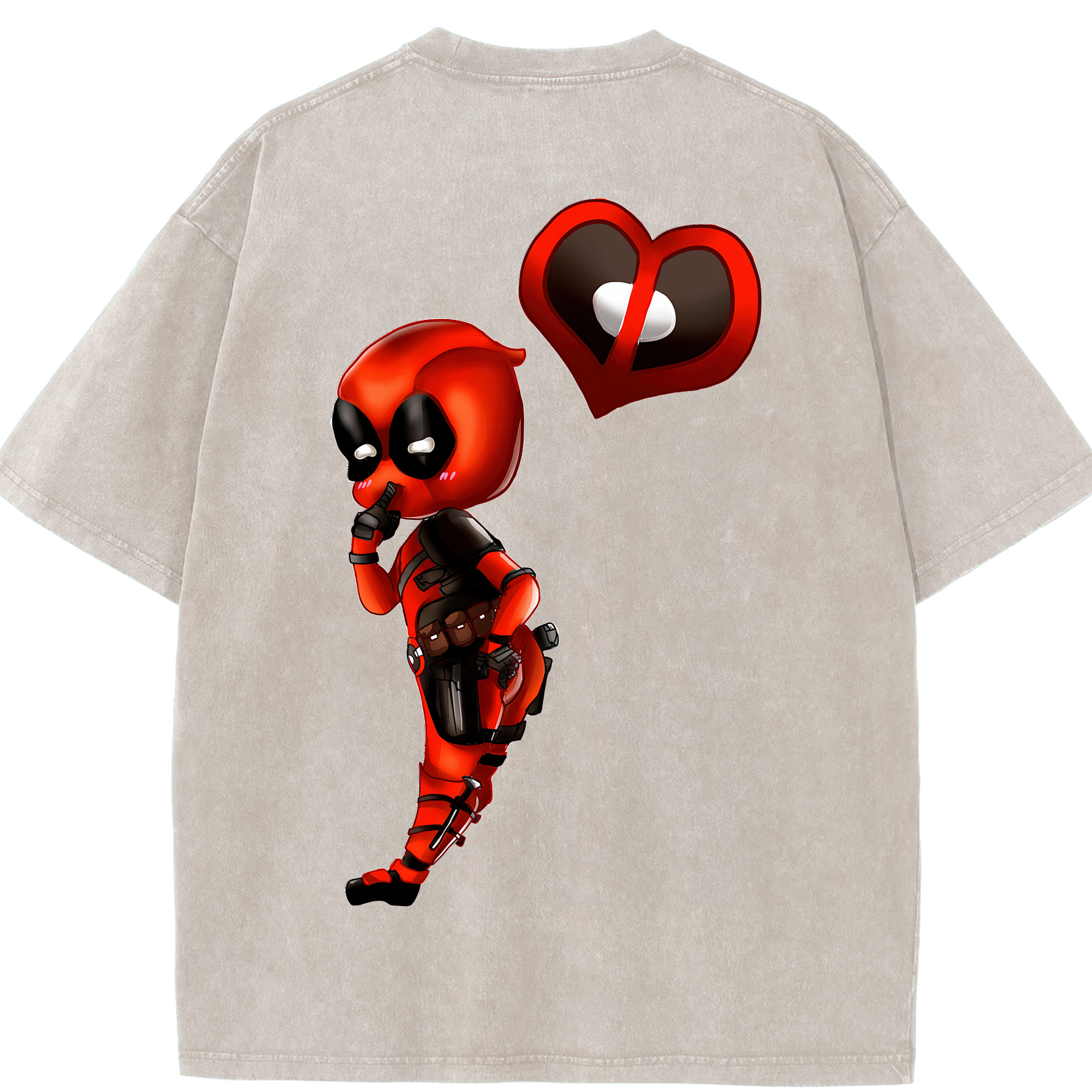 （画像用） Deadpool デッドプール 綿100% ヴィンテージ風 半袖Tシャツ（背面プリント）
