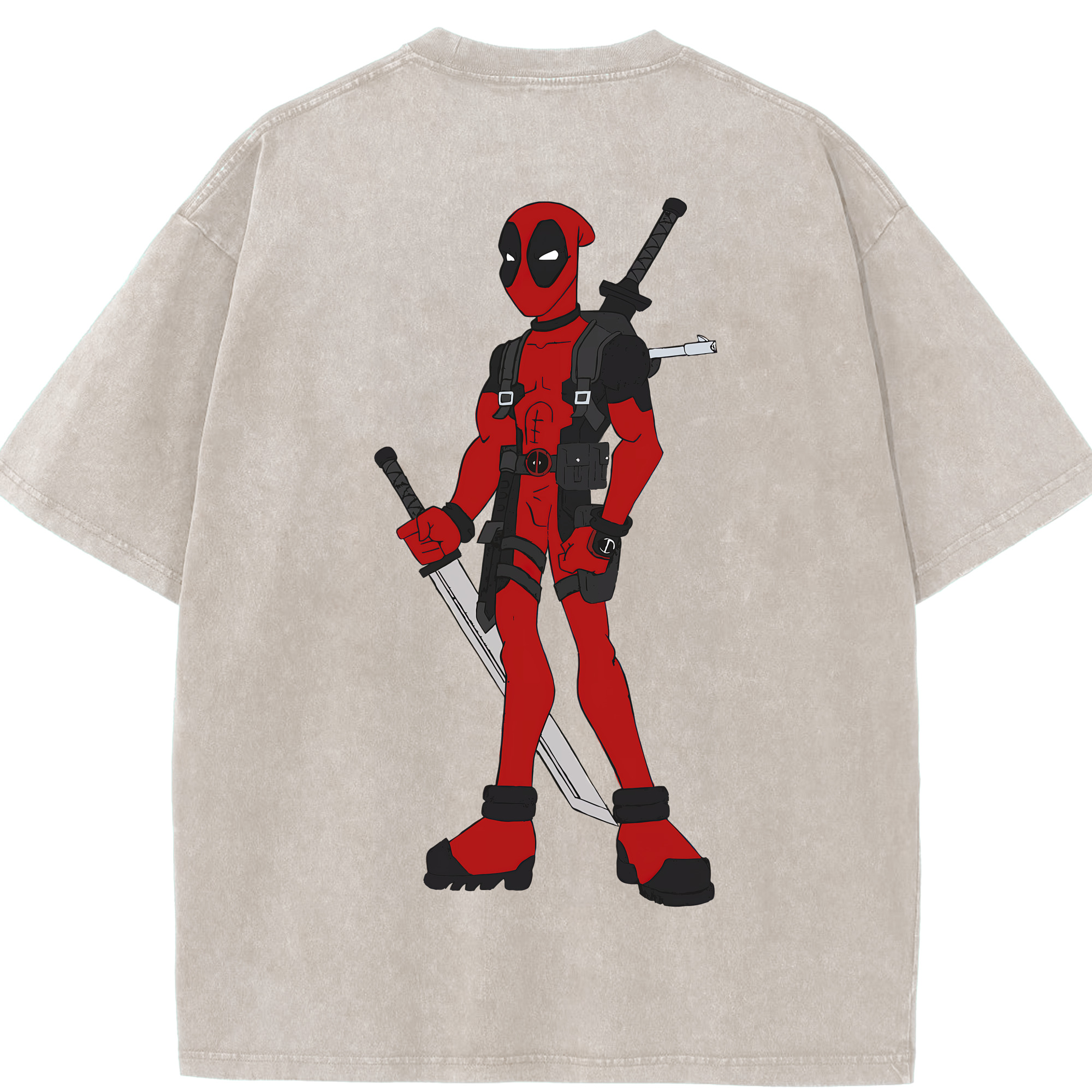 （画像用） Deadpool デッドプール 綿100% ヴィンテージ風 半袖Tシャツ（背面プリント）