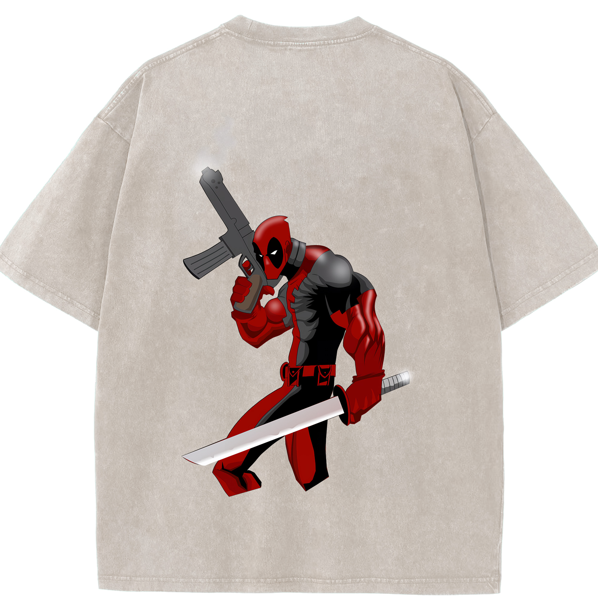 （画像用） Deadpool デッドプール 綿100% ヴィンテージ風 半袖Tシャツ（背面プリント）
