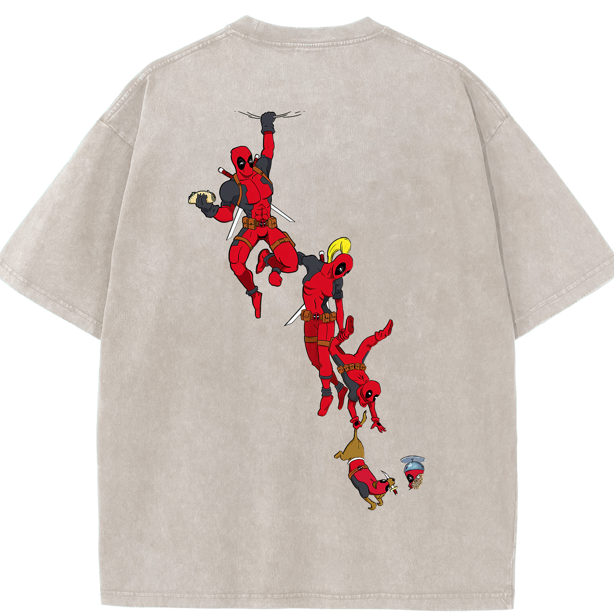 （画像用） Deadpool デッドプール 綿100% ヴィンテージ風 半袖Tシャツ（背面プリント）
