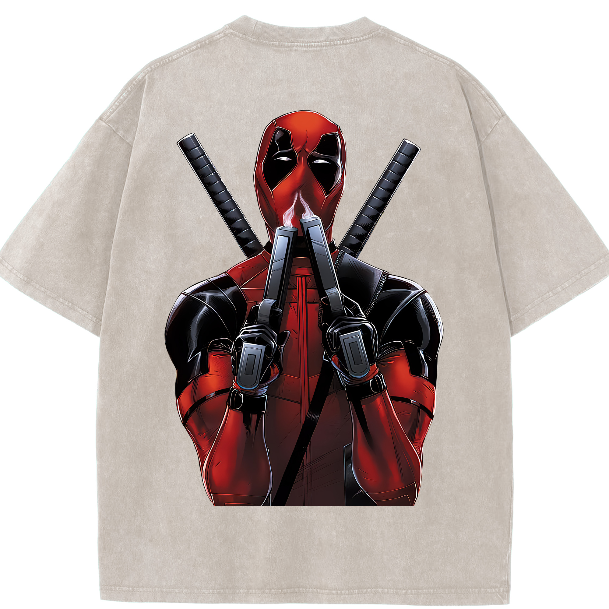 （画像用） Deadpool デッドプール 綿100% ヴィンテージ風 半袖Tシャツ（背面プリント）