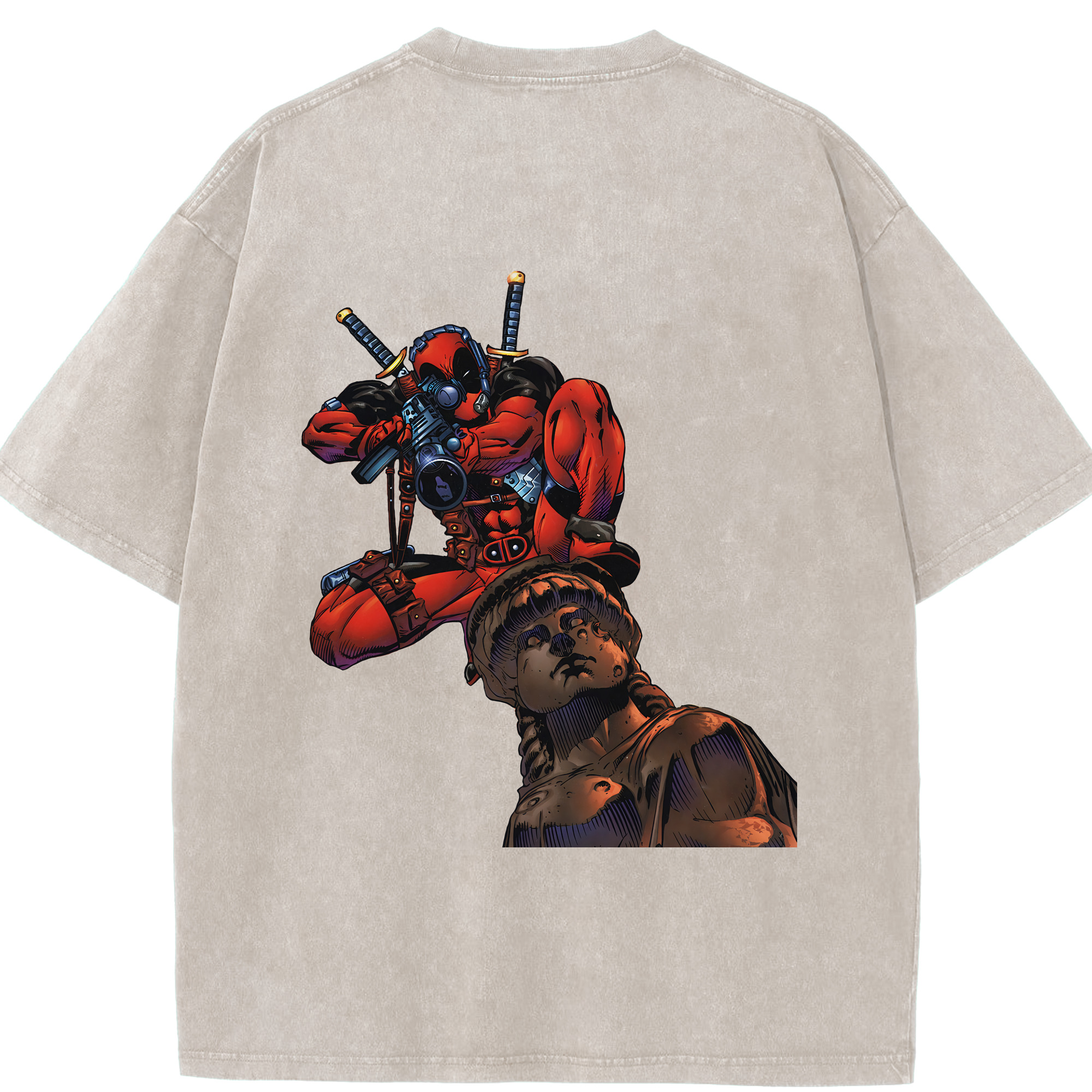 （画像用） Deadpool デッドプール 綿100% ヴィンテージ風 半袖Tシャツ（背面プリント）