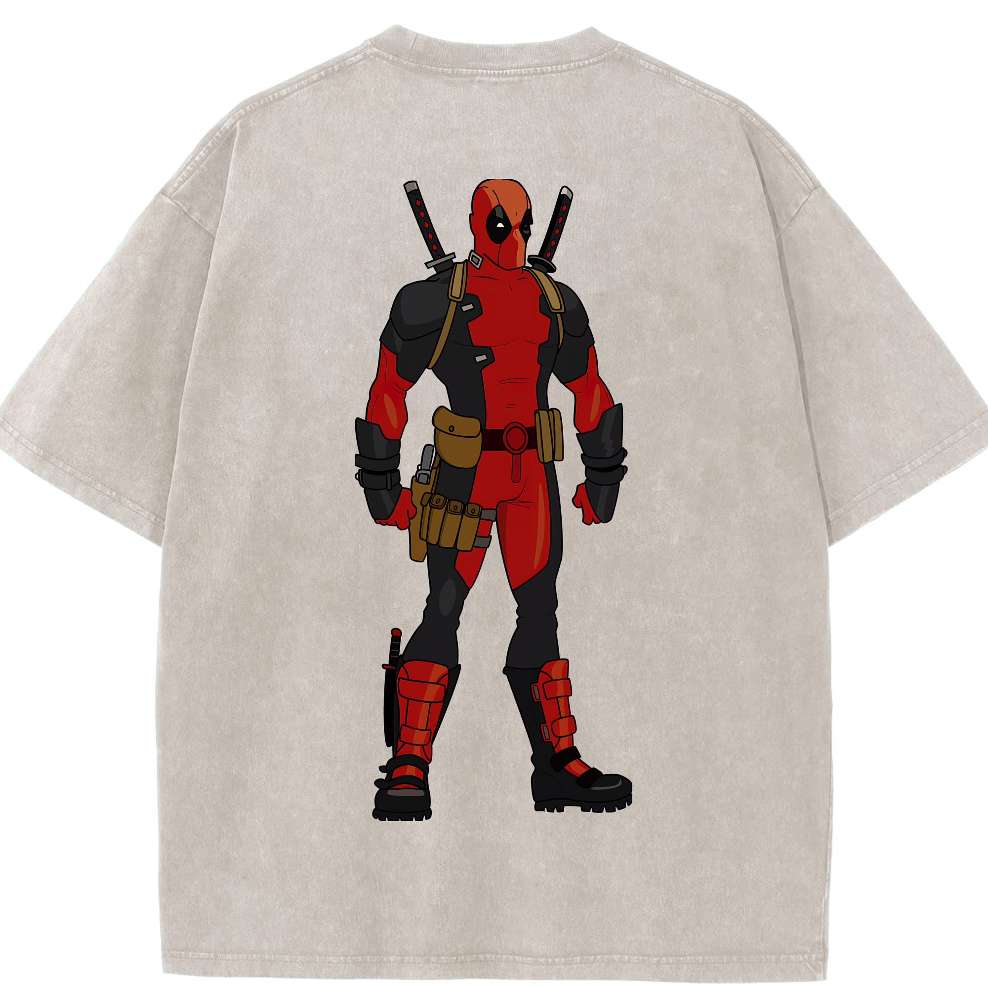 （画像用） Deadpool デッドプール 綿100% ヴィンテージ風 半袖Tシャツ（背面プリント）