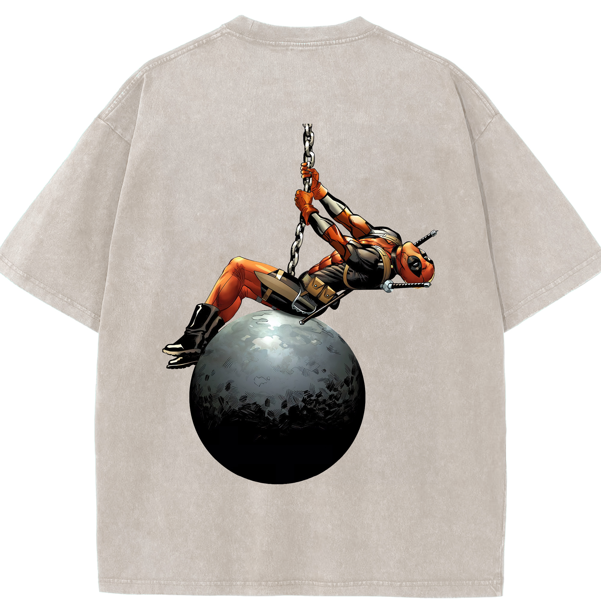 （画像用） Deadpool デッドプール 綿100% ヴィンテージ風 半袖Tシャツ（背面プリント）