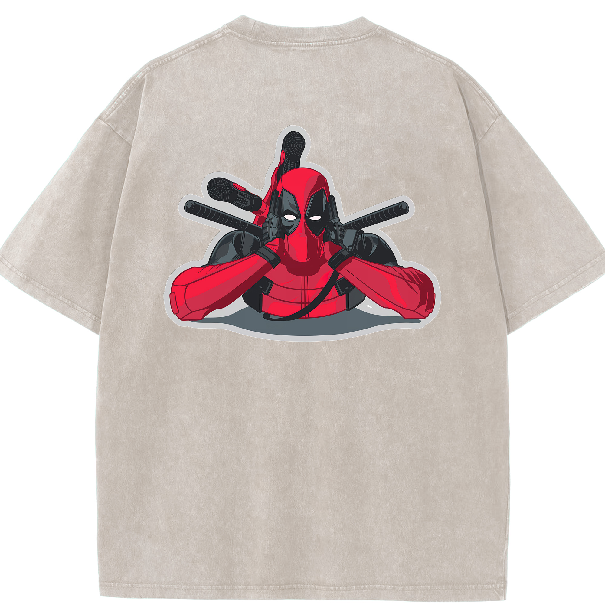 （画像用） Deadpool デッドプール 綿100% ヴィンテージ風 半袖Tシャツ（背面プリント）