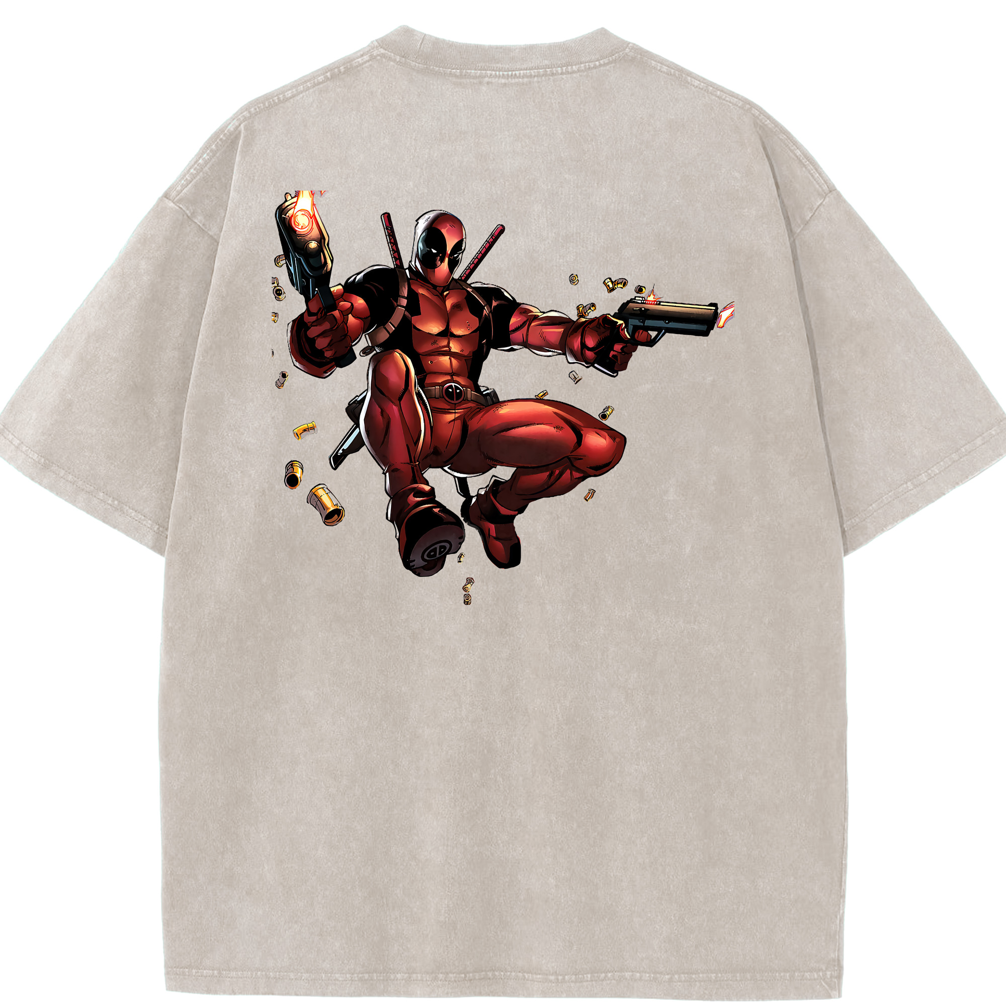 （画像用） Deadpool デッドプール 綿100% ヴィンテージ風 半袖Tシャツ（背面プリント）
