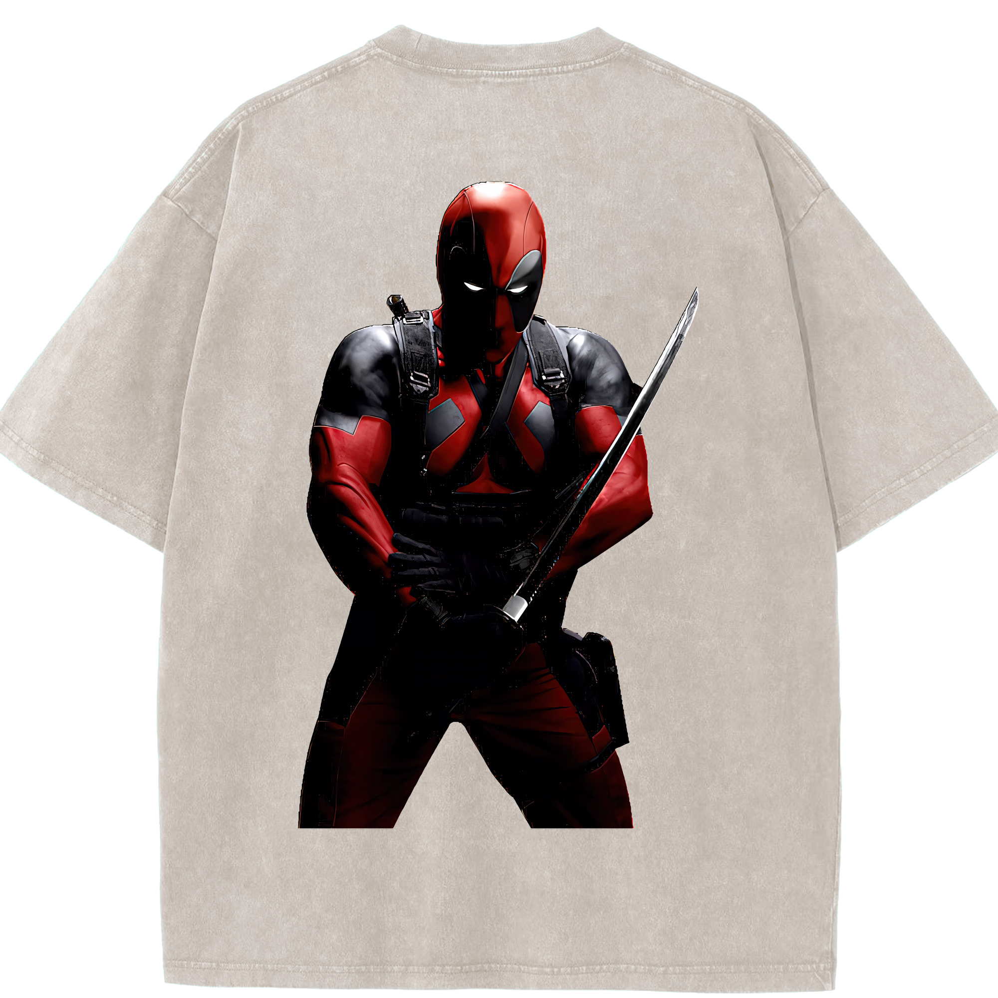（画像用） Deadpool デッドプール 綿100% ヴィンテージ風 半袖Tシャツ（背面プリント）