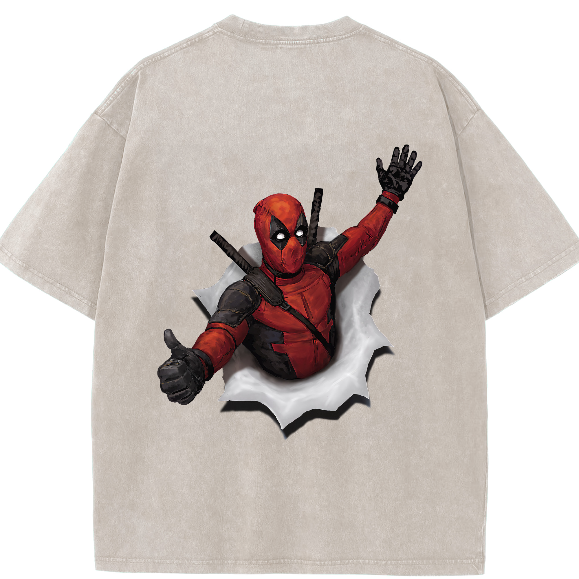 （画像用） Deadpool デッドプール 綿100% ヴィンテージ風 半袖Tシャツ（背面プリント）