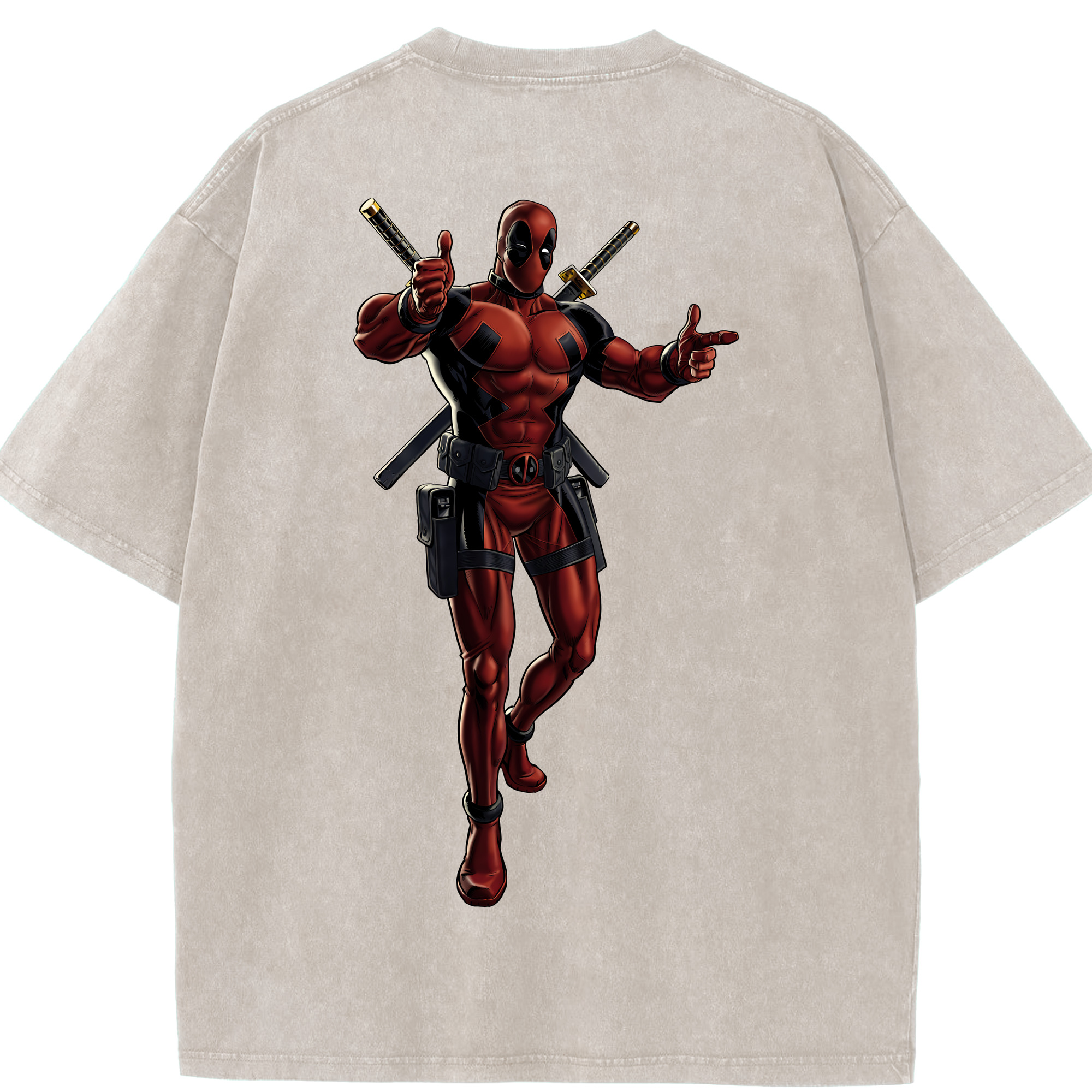 （画像用） Deadpool デッドプール 綿100% ヴィンテージ風 半袖Tシャツ（背面プリント）
