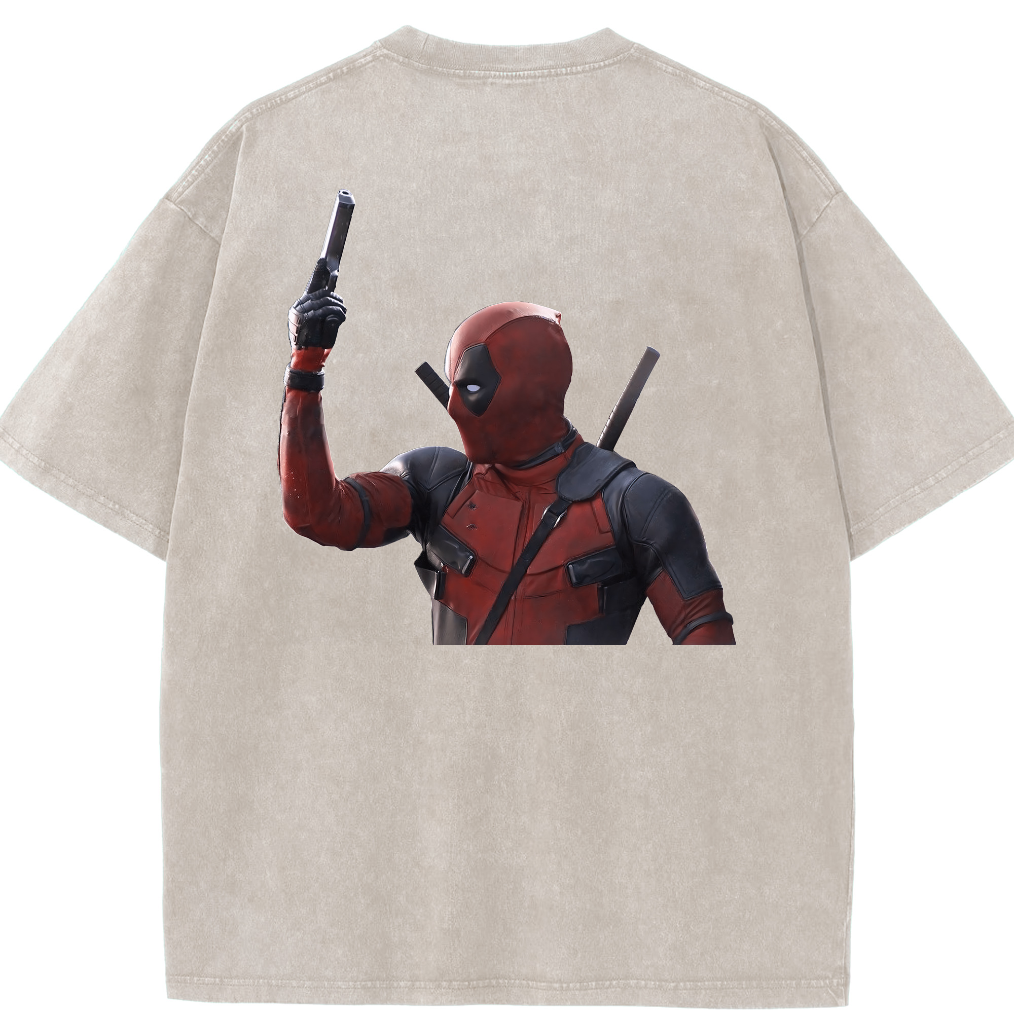 （画像用） Deadpool デッドプール 綿100% ヴィンテージ風 半袖Tシャツ（背面プリント）