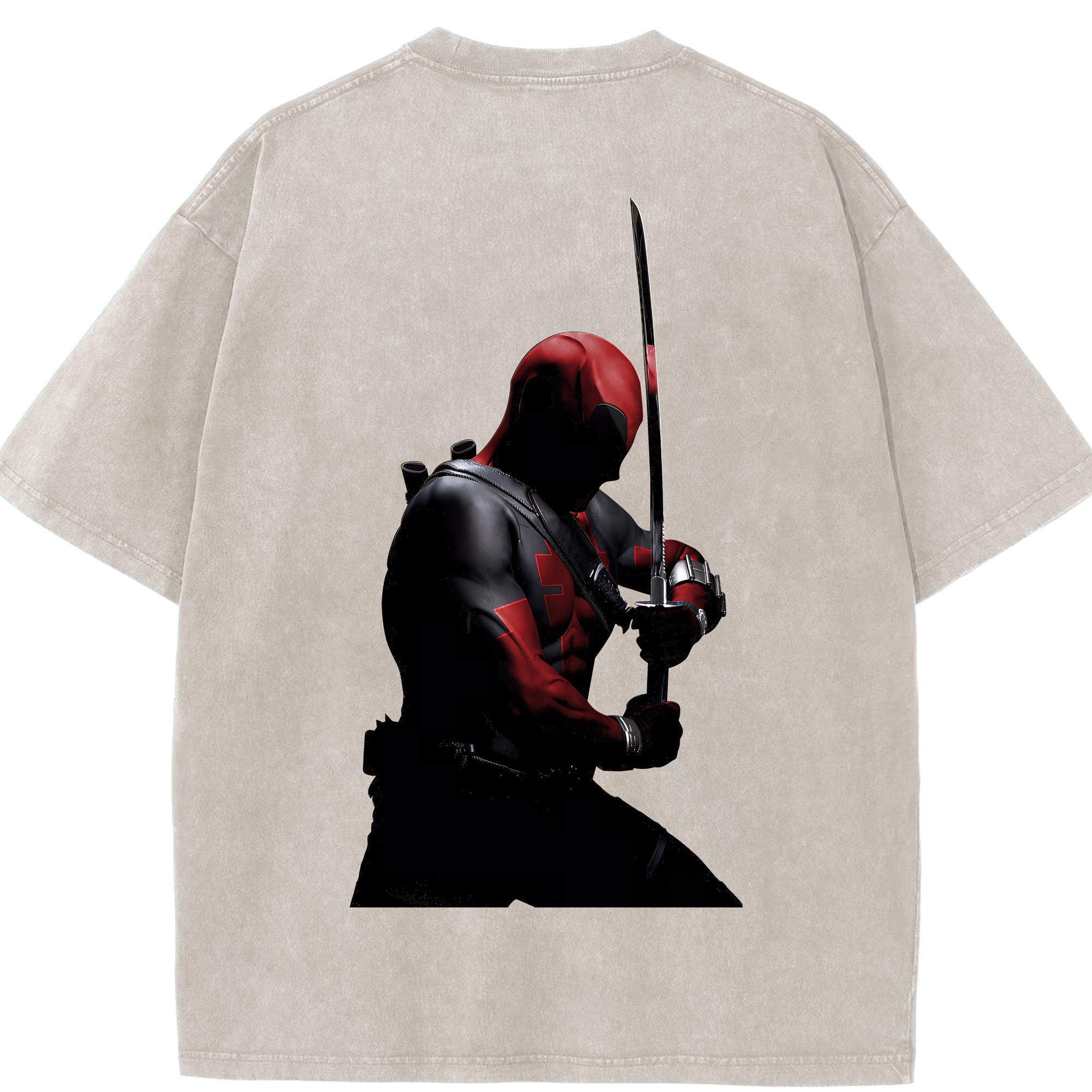 （画像用） Deadpool デッドプール 綿100% ヴィンテージ風 半袖Tシャツ（背面プリント）