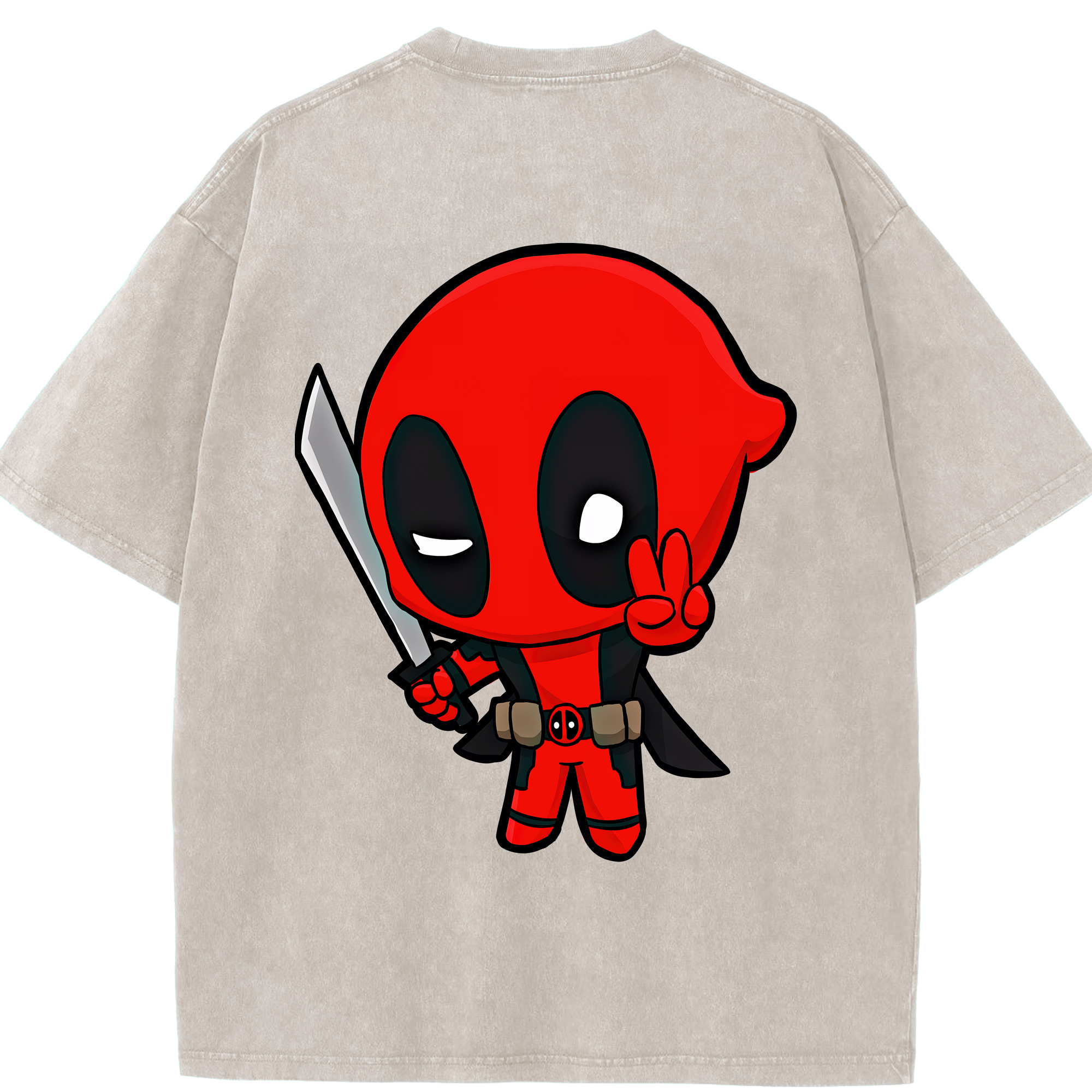 （画像用） Deadpool デッドプール 綿100% ヴィンテージ風 半袖Tシャツ（背面プリント）